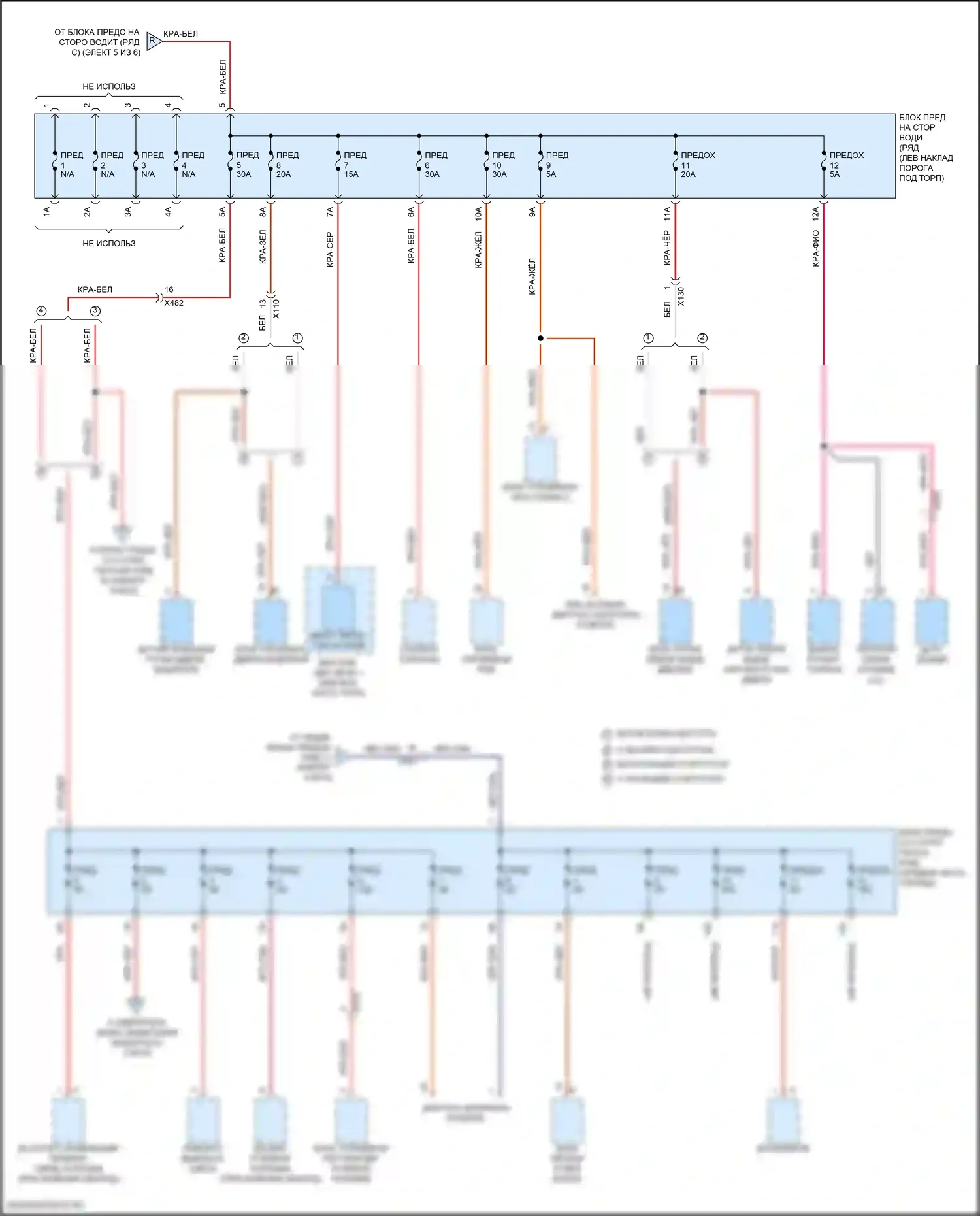 Macan Turbo Porsche I рестайлинг (2018-2021): Электросхема блока предохранителей реле (4 из 6) 