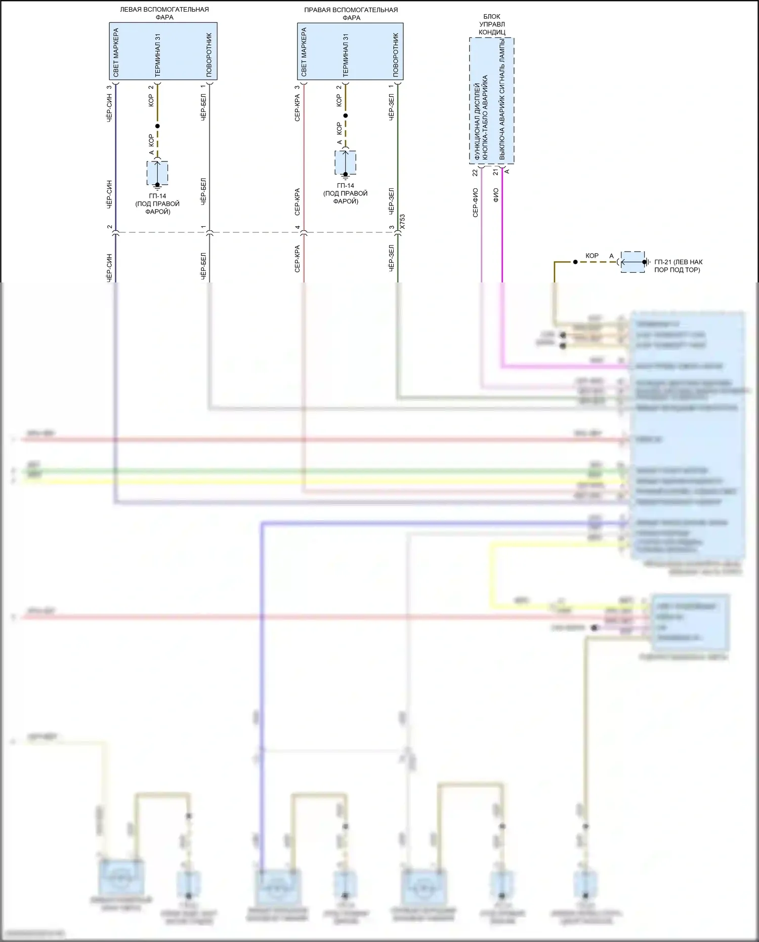Macan Turbo Porsche I рестайлинг (2018-2021): Электросхема фар и фонарей (3 из 3) 