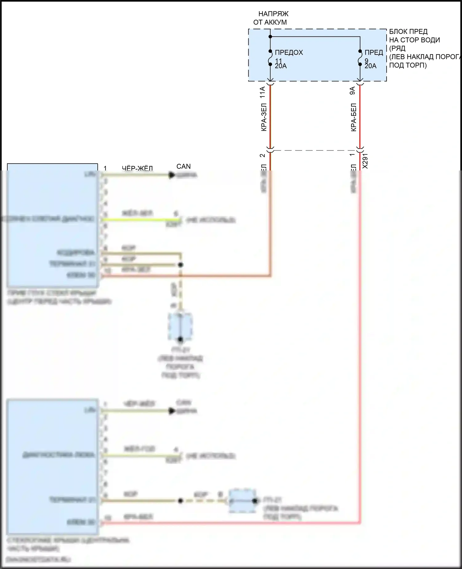 Macan Turbo Porsche I рестайлинг (2018-2021): Электросхема складной крыши/люка 