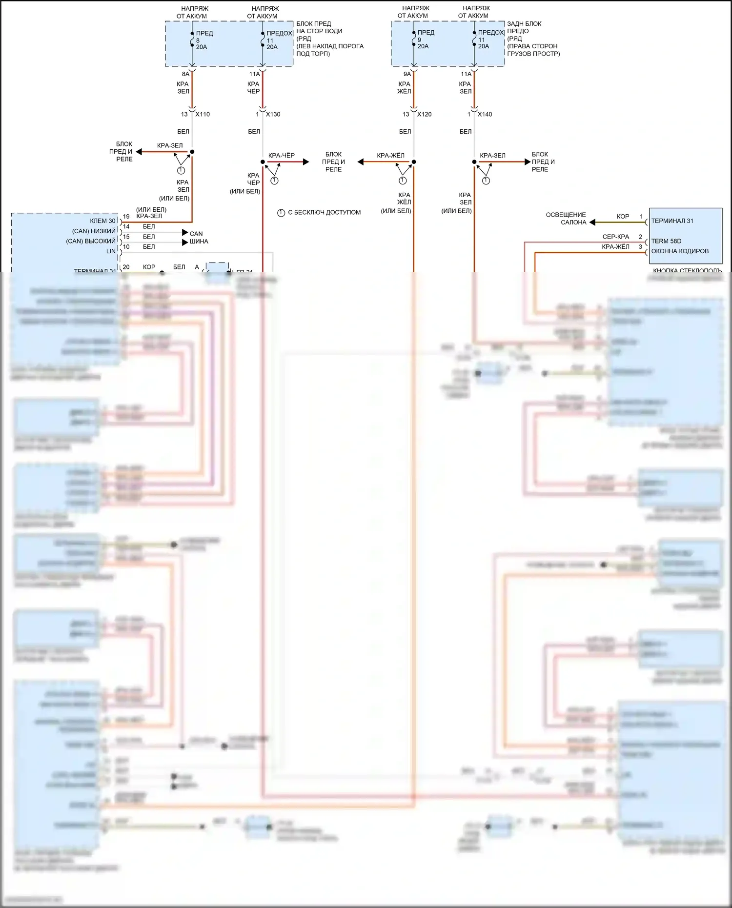 Macan Turbo Porsche I рестайлинг (2018-2021): Стеклоподъемники электросхема 
