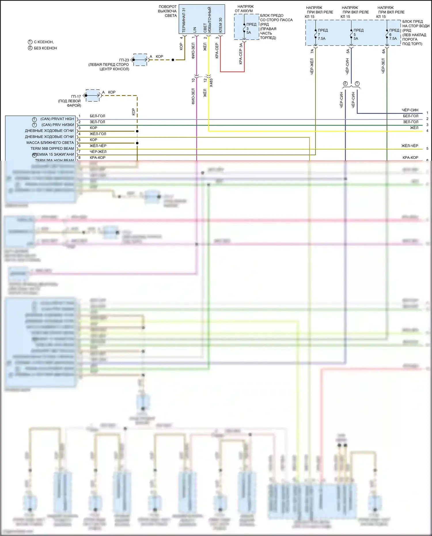 Macan Turbo Porsche I (2014-2019): Электросхема фар (1 из 3) 
