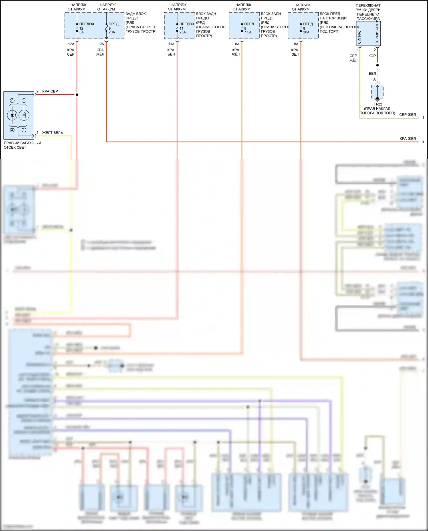 Macan Turbo Porsche I (2014-2019): Электросхема освещения салона (2 из 4) 