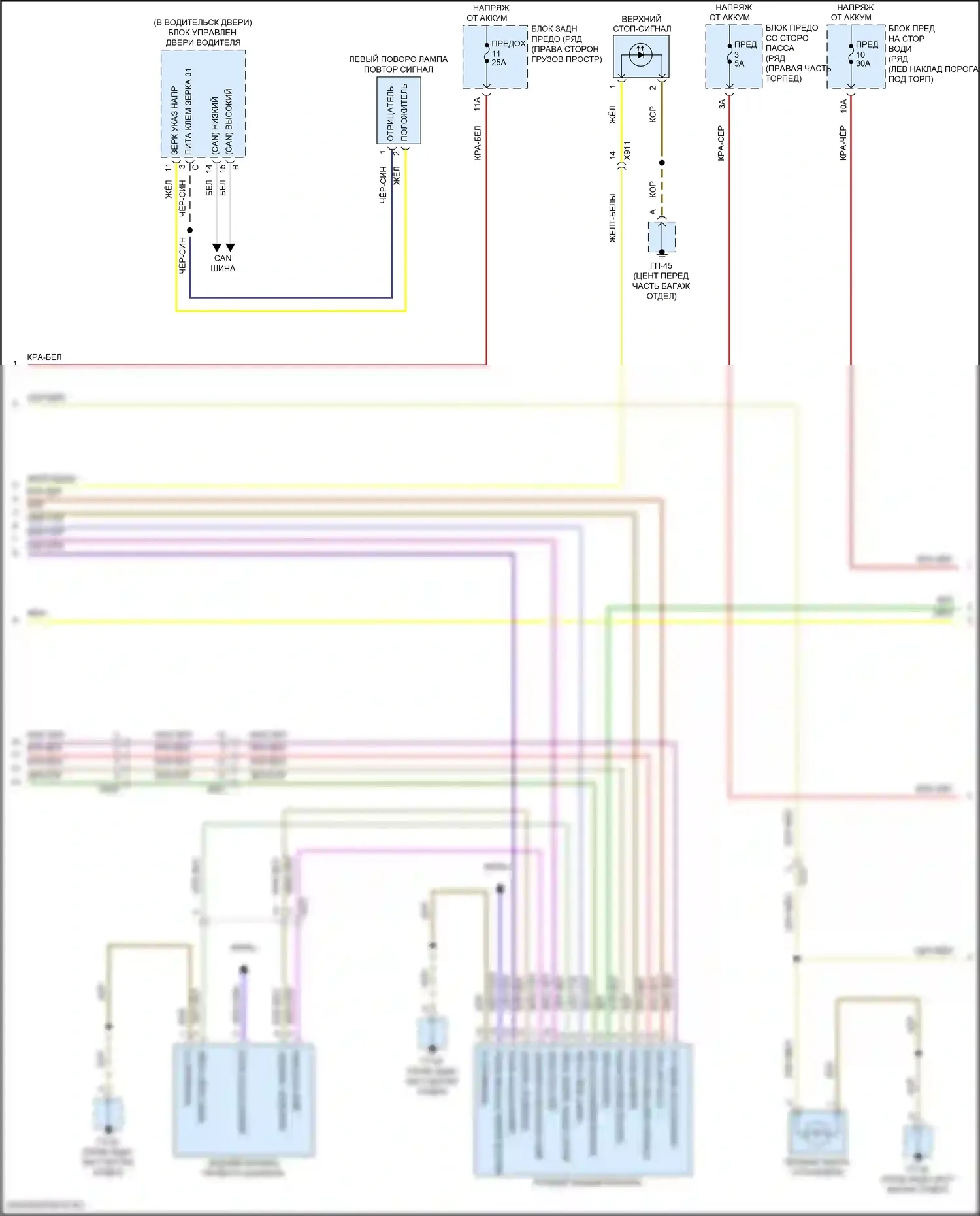 Macan Porsche I рестайлинг 2 (2021-2024): Электросхема фар и фонарей (2 из 3) 
