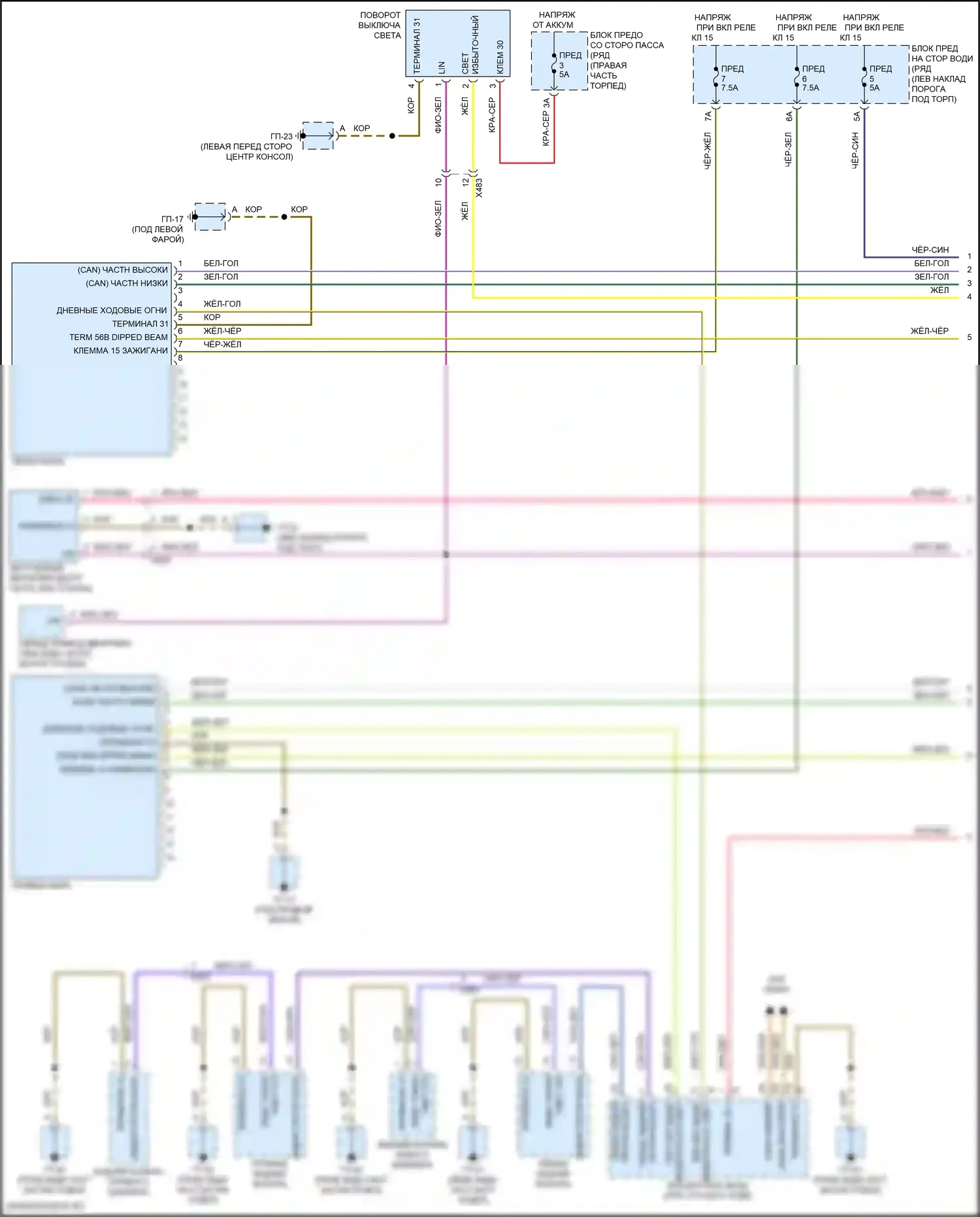 Macan Porsche I рестайлинг 2 (2021-2024): Электросхема фар (1 из 3) 