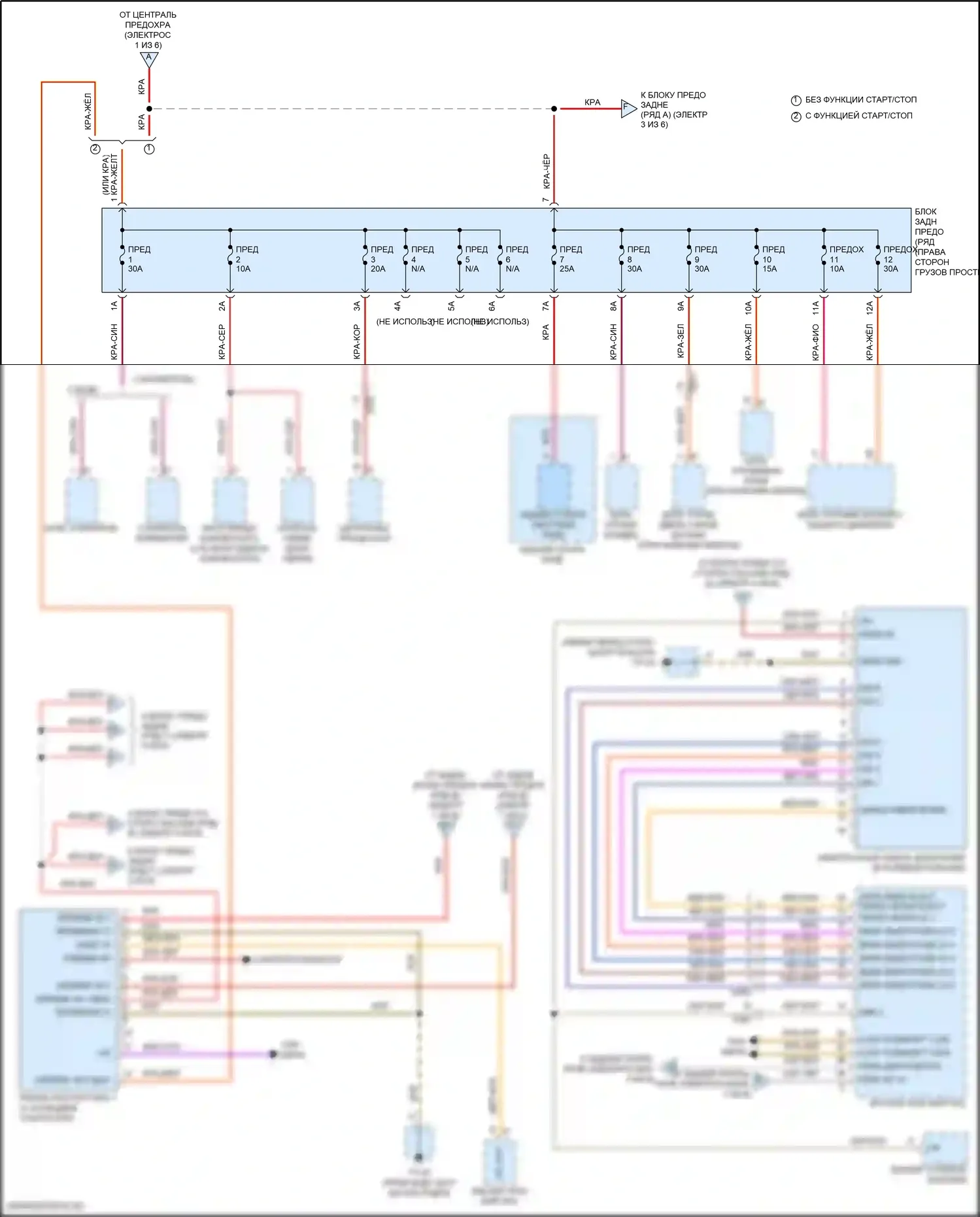 Macan Porsche I рестайлинг (2018-2021): Электросхема блока предохранителей реле (2 из 6) 