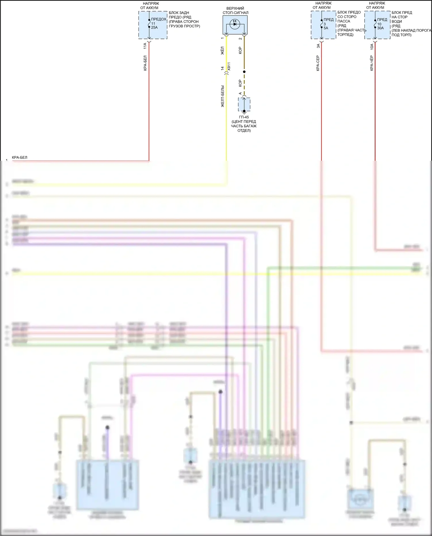Macan Porsche I рестайлинг (2018-2021): Электросхема фар и фонарей (2 из 3) 