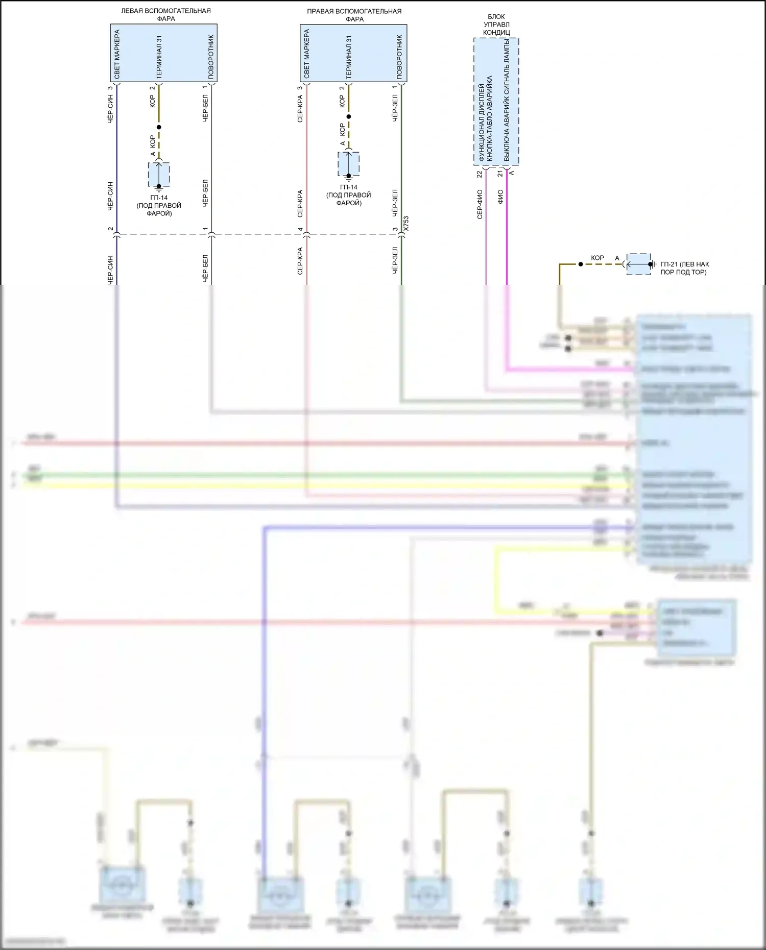 Macan Porsche I рестайлинг (2018-2021): Электросхема фар и фонарей (3 из 3) 