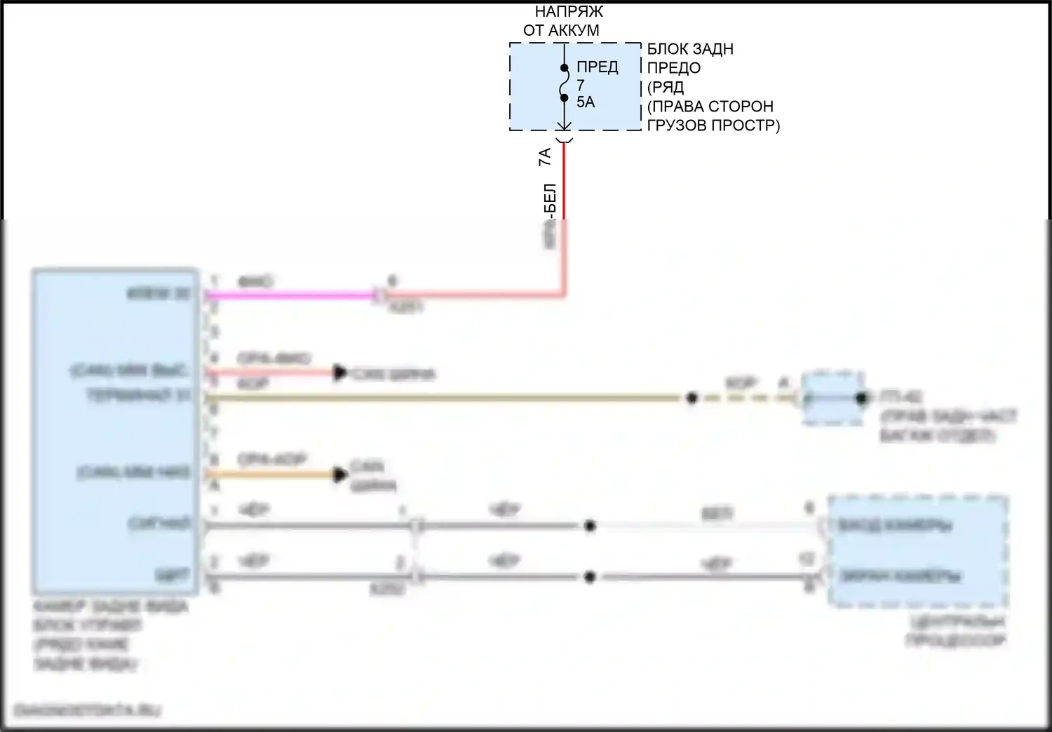 Macan Porsche I рестайлинг (2018-2021): Электросхема задней камеры 