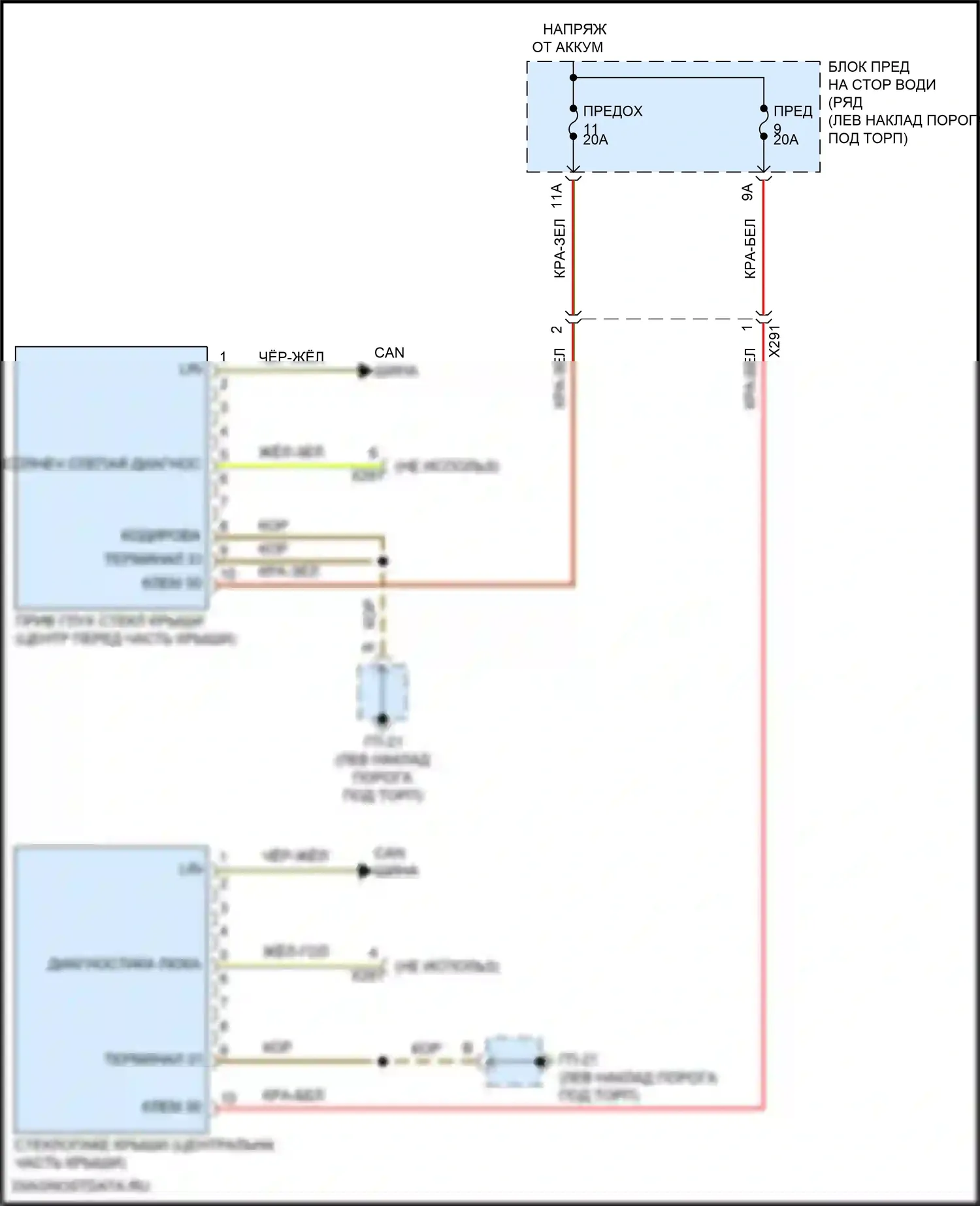Macan Porsche I рестайлинг (2018-2021): Электросхема складной крыши/люка 