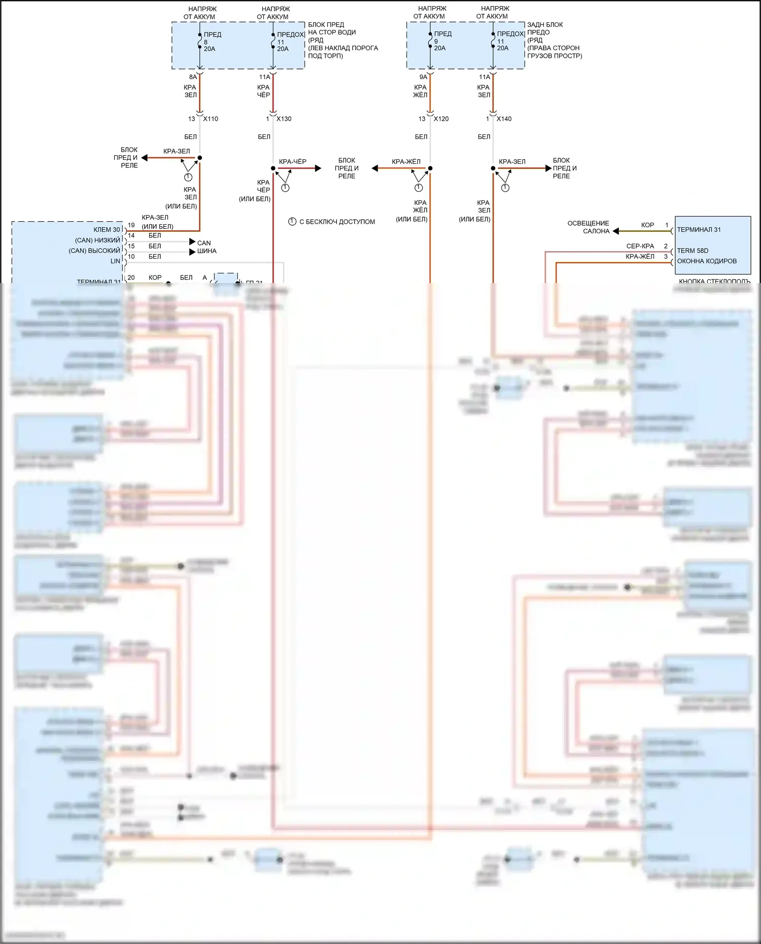Macan Porsche I рестайлинг (2018-2021): Стеклоподъемники электросхема 