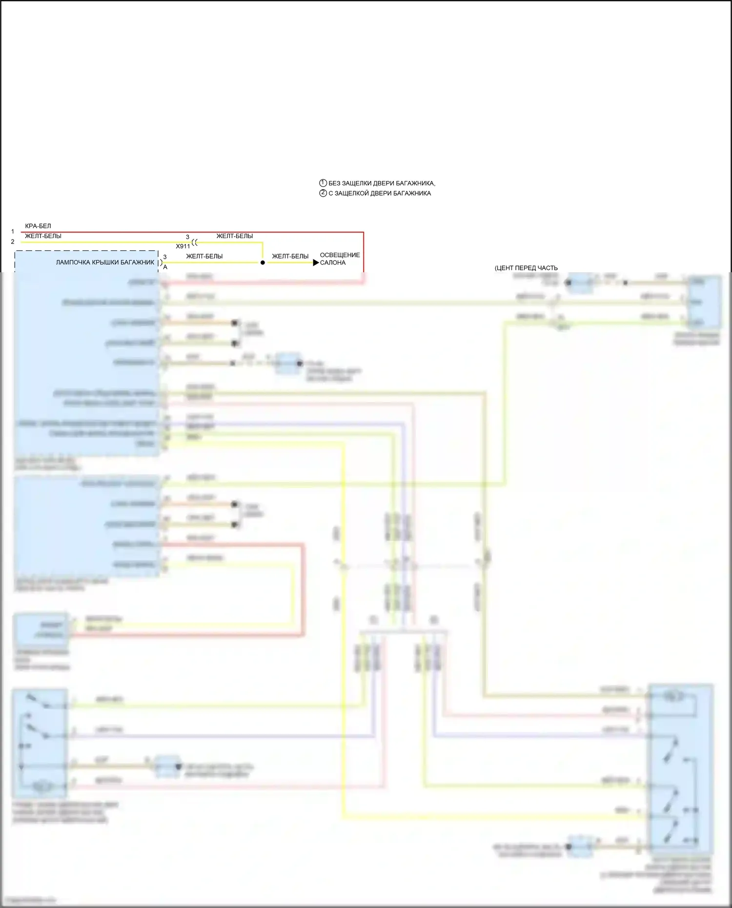 Macan Porsche I (2014-2019): Электросхема открытия дверей багажника и лючка топливного бака (2 из 2) 
