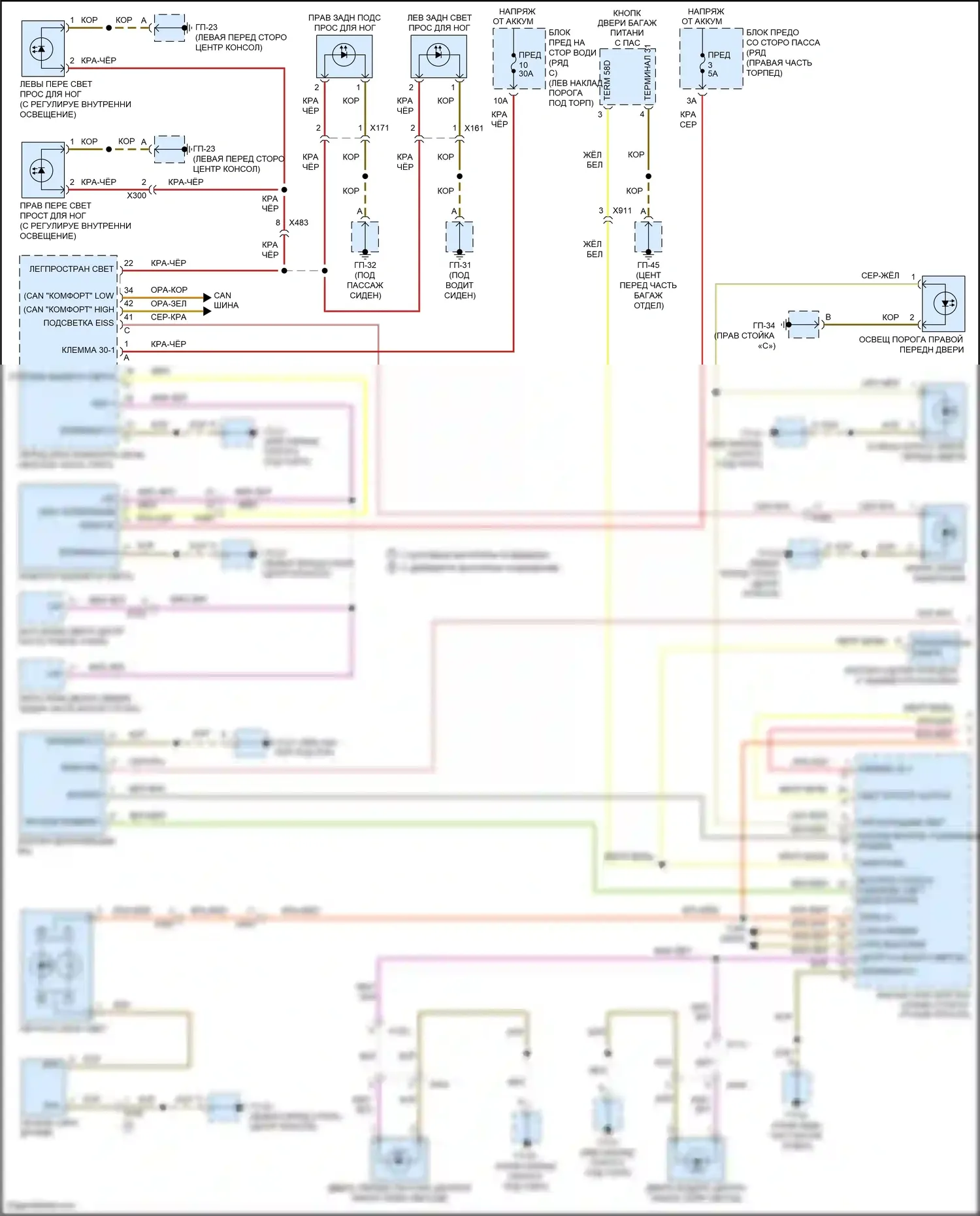 Macan Porsche I (2014-2019): Электросхема освещения салона (1 из 4) 