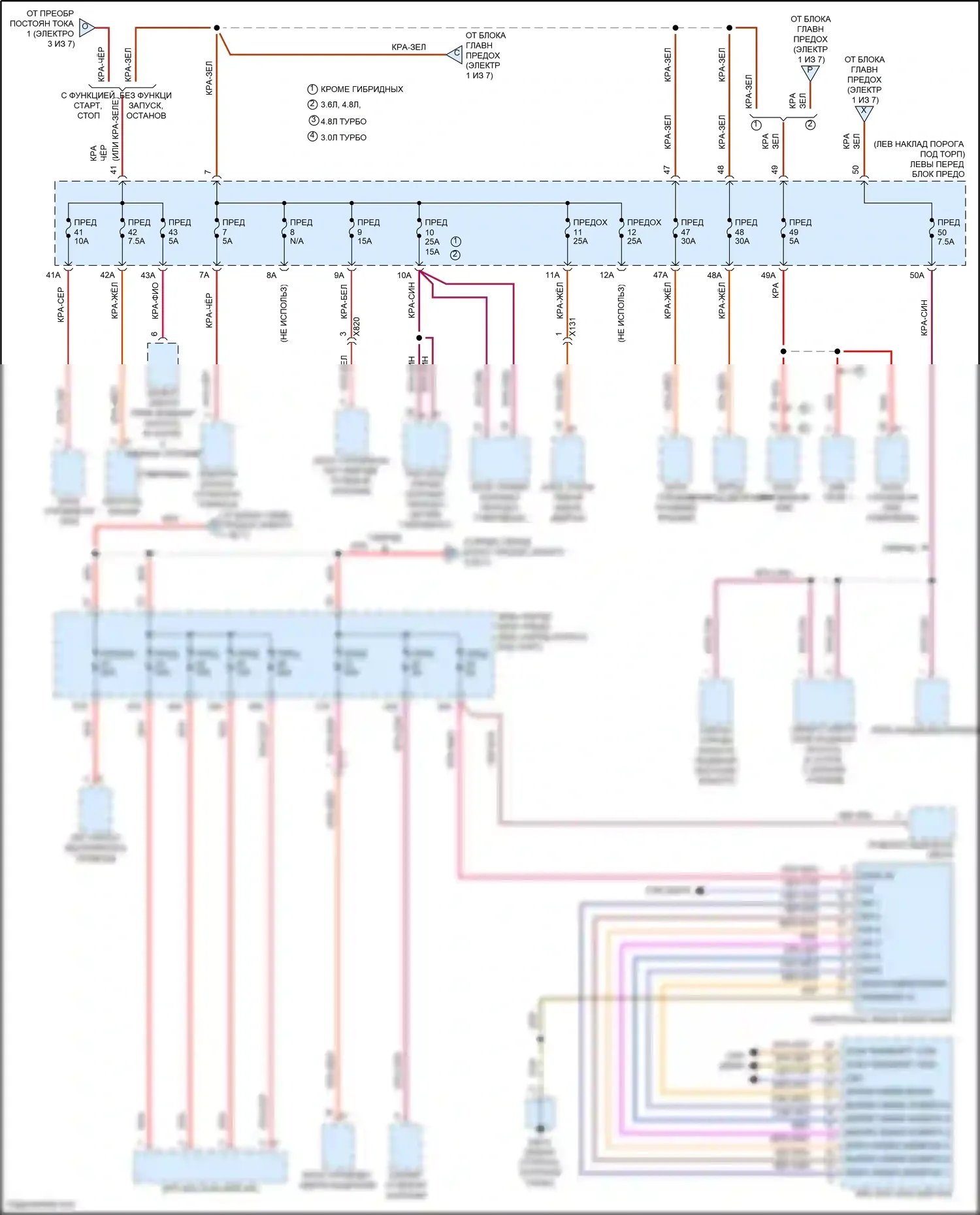 Panamera 4 Porsche 970 рестайлинг (2013-2016): Электросхема блока предохранителей реле (2 из 7) 