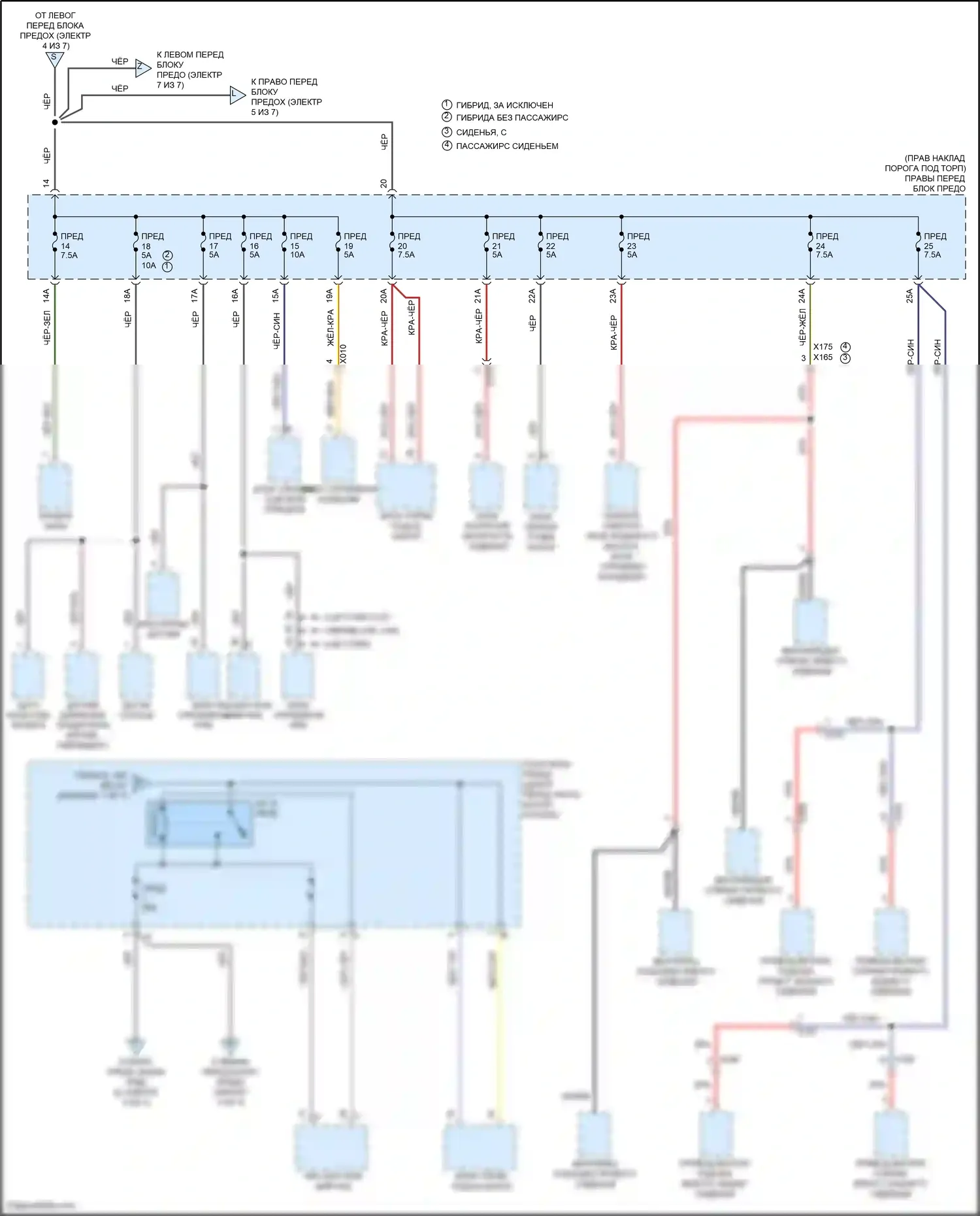 Panamera 4 Porsche 970 рестайлинг (2013-2016): Электросхема блока предохранителей реле (6 из 7) 