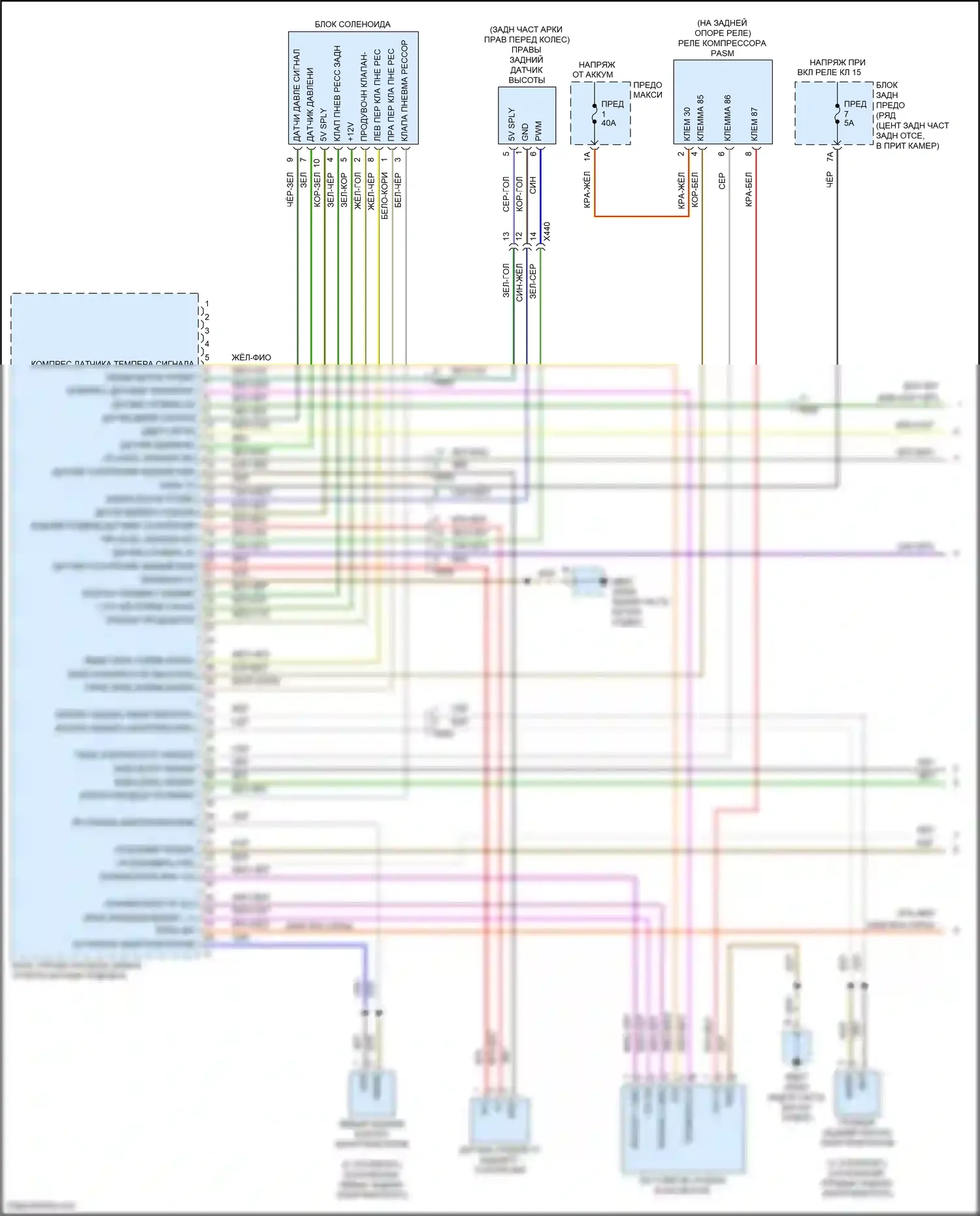 Panamera 4 Porsche 970 рестайлинг (2013-2016): Электросхема электронного контроля уровня (1 из 2) 