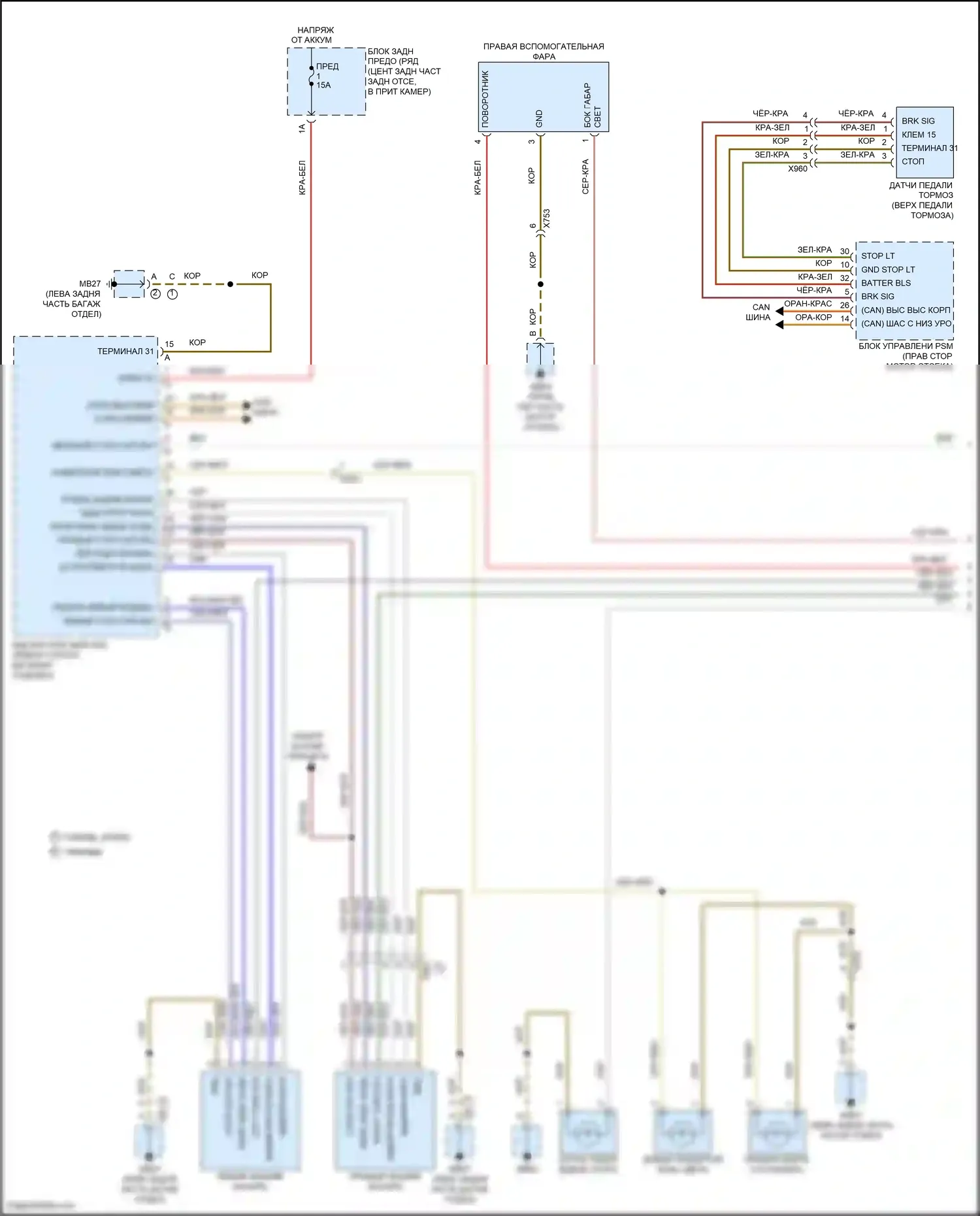 Panamera 4 Porsche 970 рестайлинг (2013-2016): Электросхема фар и фонарей (1 из 2) 