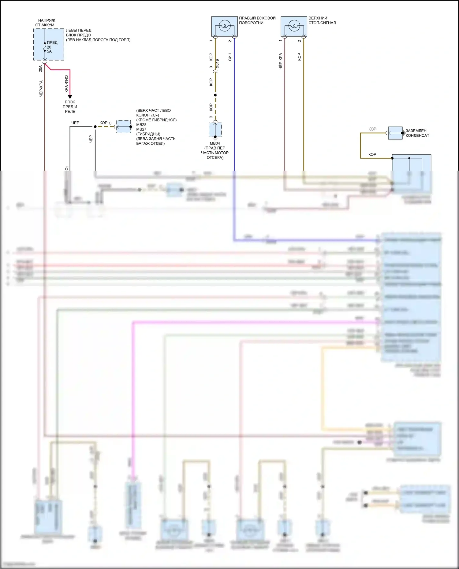 Panamera 4 Porsche 970 рестайлинг (2013-2016): Электросхема фар и фонарей (2 из 2) 
