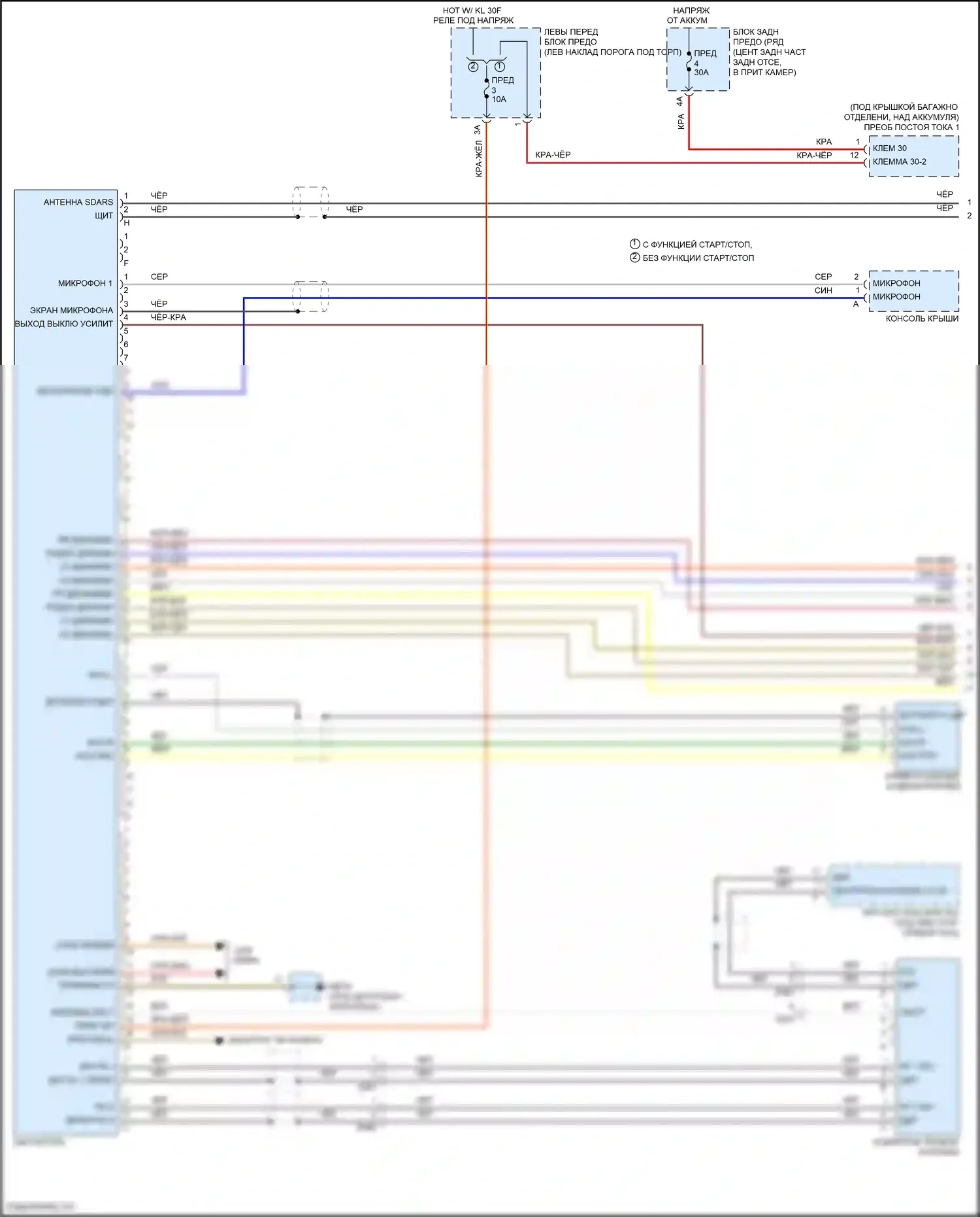 Panamera 4 Porsche 970 рестайлинг (2013-2016): Электросхема базовой радиостанции, с усилителем (1 из 2) 