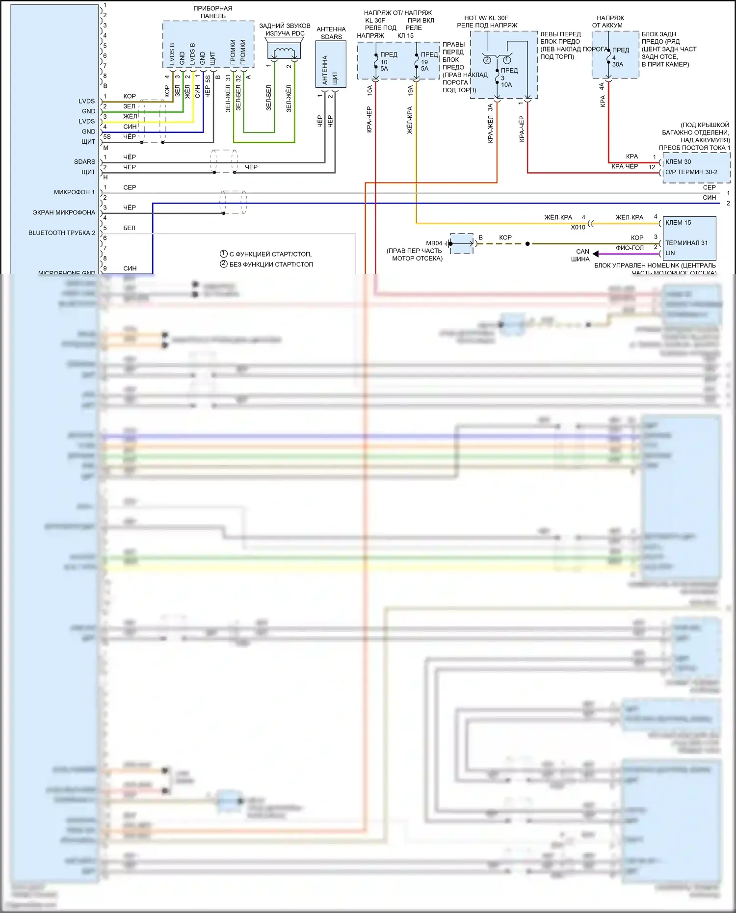 Panamera 4 Porsche 970 рестайлинг (2013-2016): Электросхема радиосистемы премиум-класса, с bose (1 из 2) 