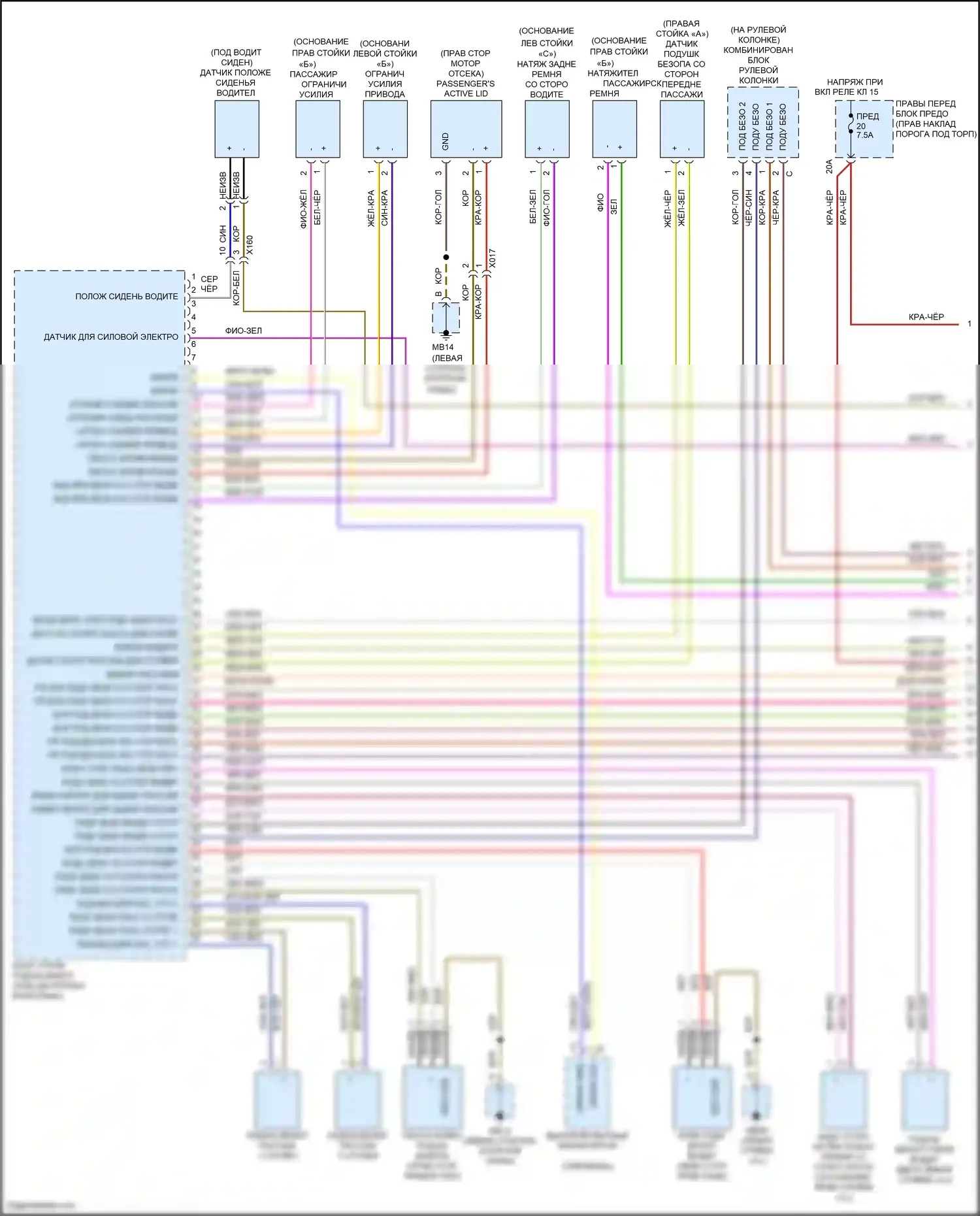 Panamera 4 Porsche 970 рестайлинг (2013-2016): Электросхема подушек безопасности (1 из 3) 