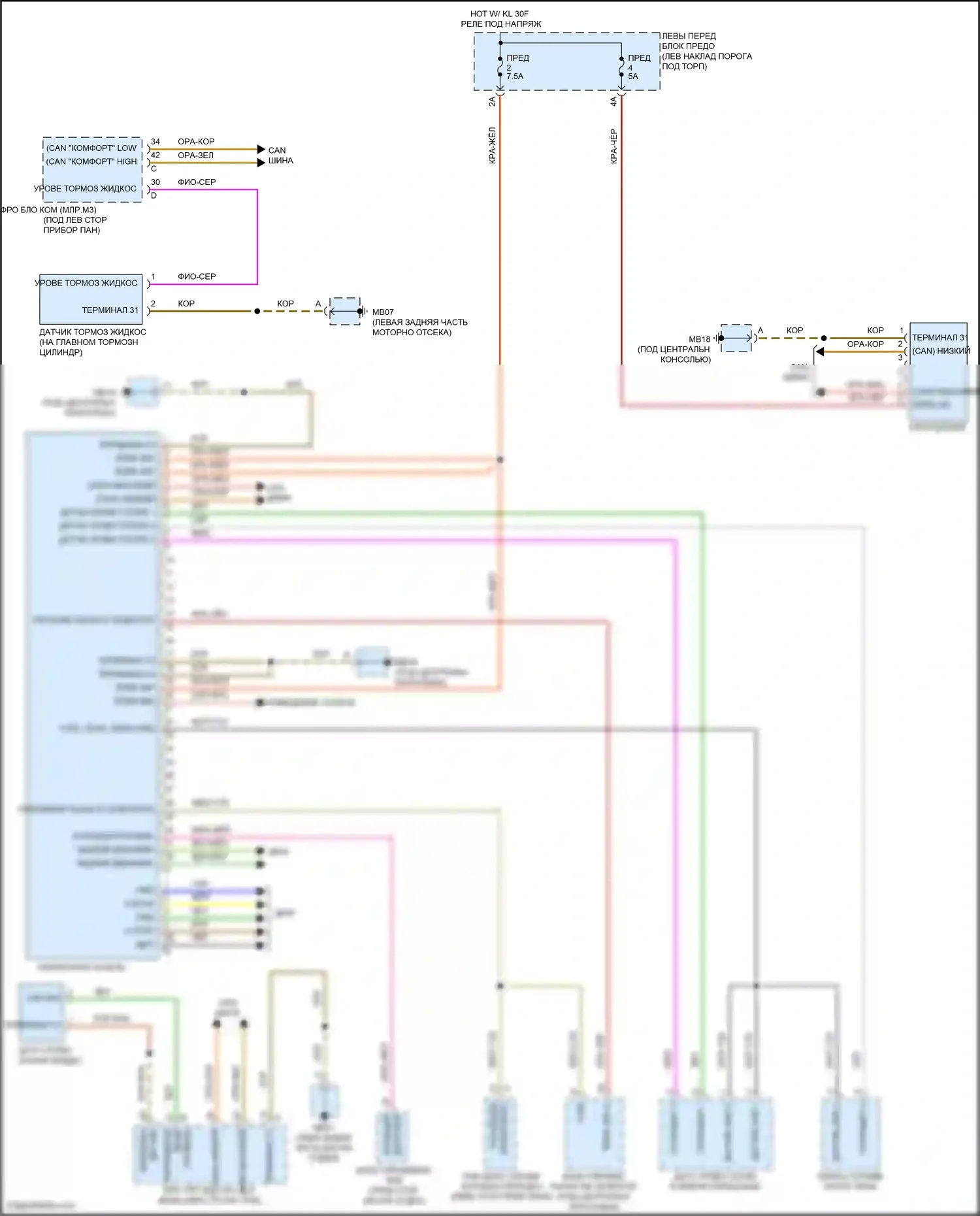 Panamera 4 Porsche 970 рестайлинг (2013-2016): Электросхема приборной панели 