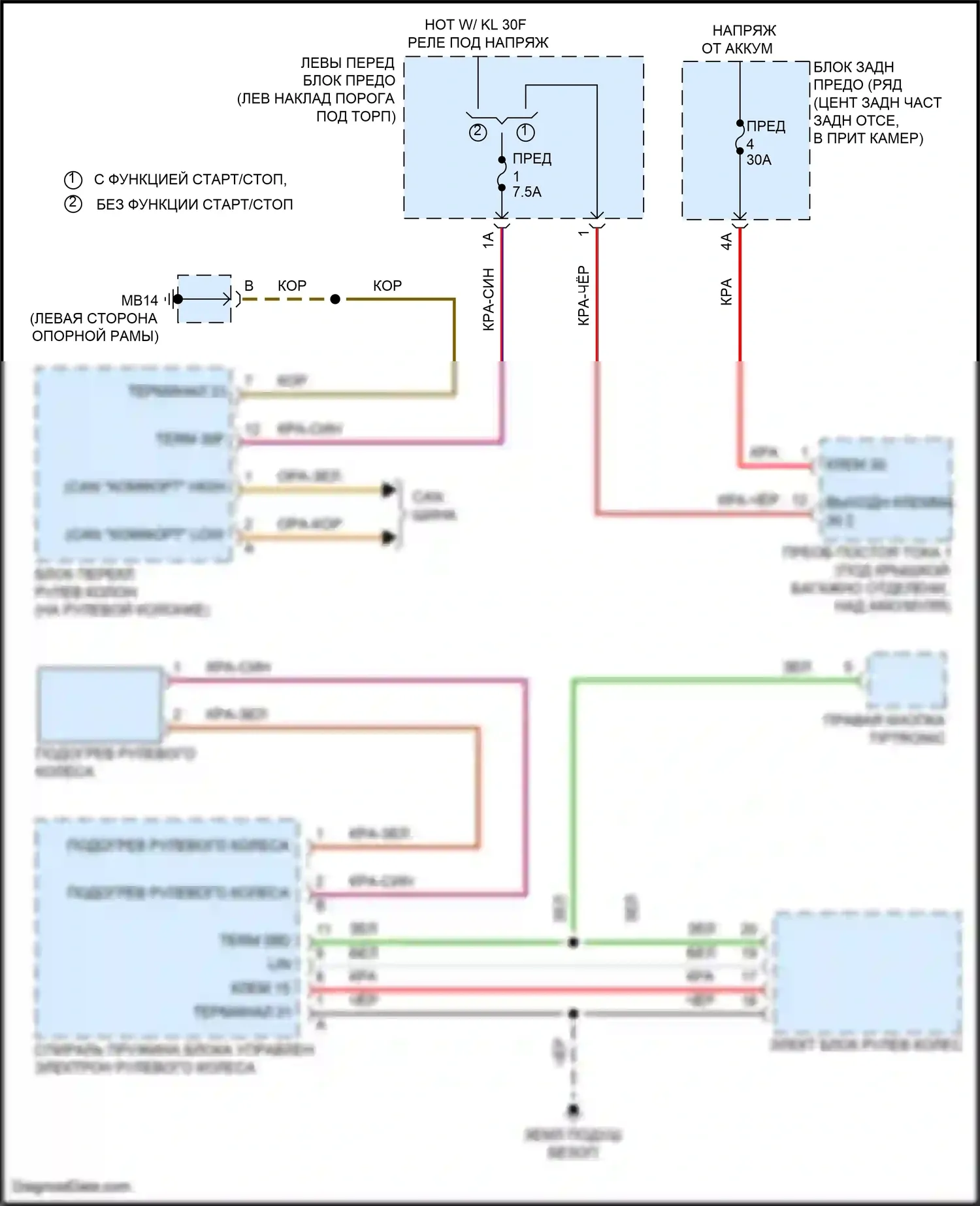 Panamera 4 Porsche 970 рестайлинг (2013-2016): Электросхема рулевого колеса с подогревом 