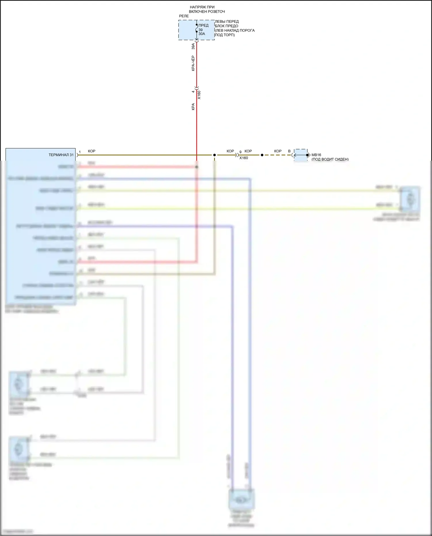 Panamera 4 Porsche 970 рестайлинг (2013-2016): Питание водительского сиденья электросхема 