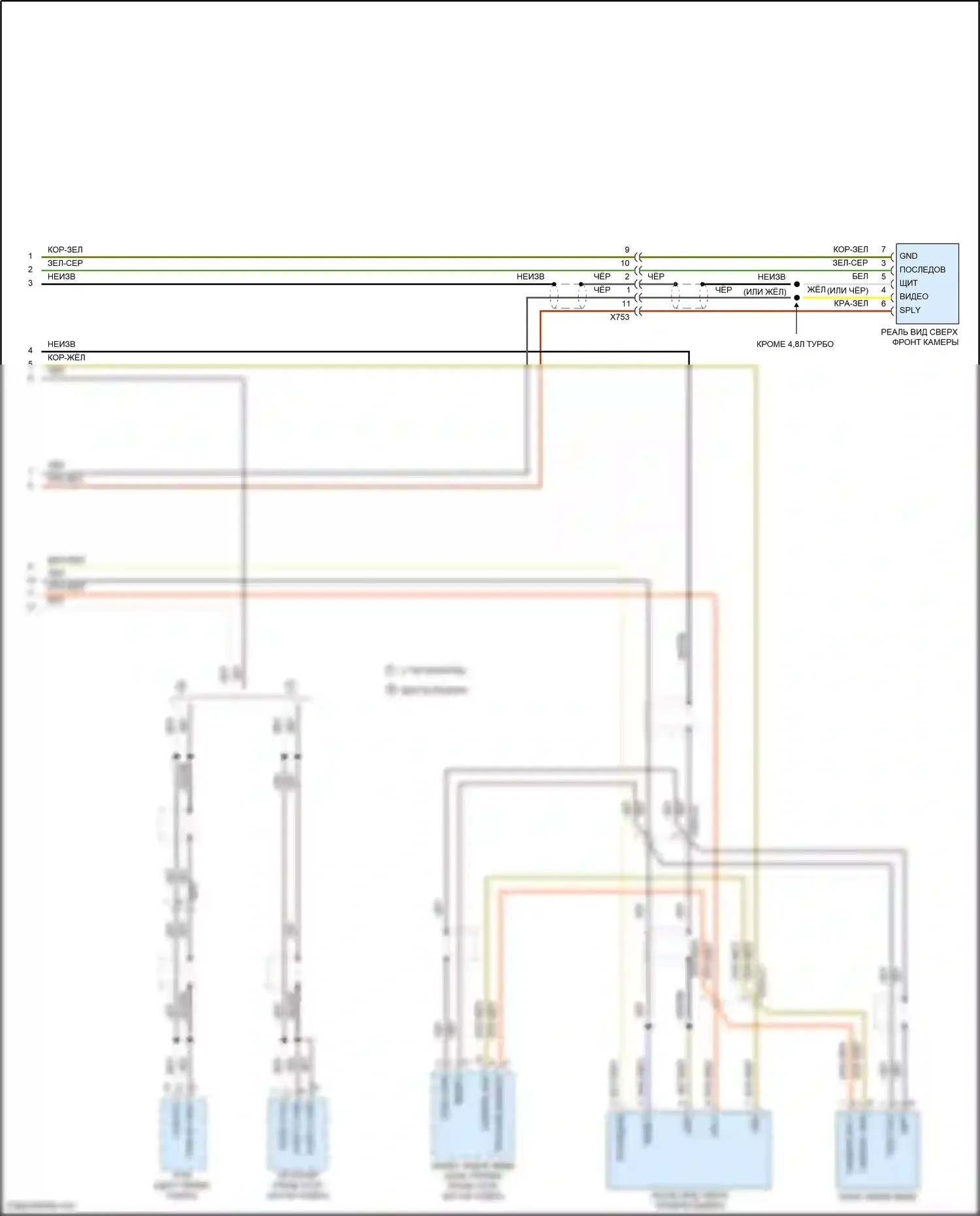 Panamera 4 Porsche 970 рестайлинг (2013-2016): Электросхема вида сверху (2 из 2) 