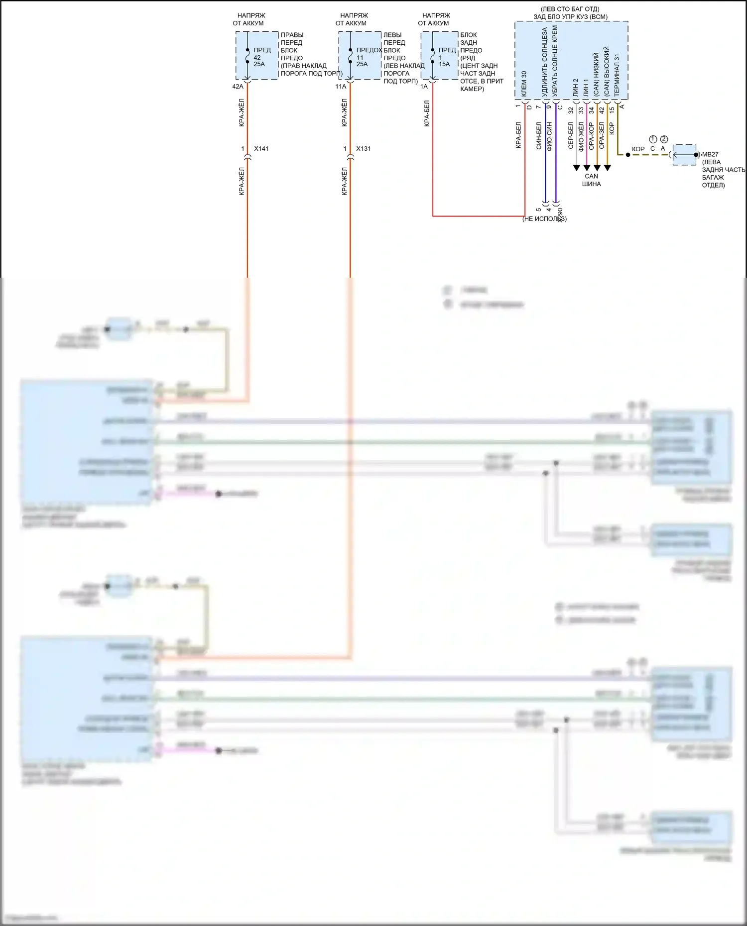 Panamera 4 Porsche 970 рестайлинг (2013-2016): Электросхема солнцезащитного козырька заднего стекла 