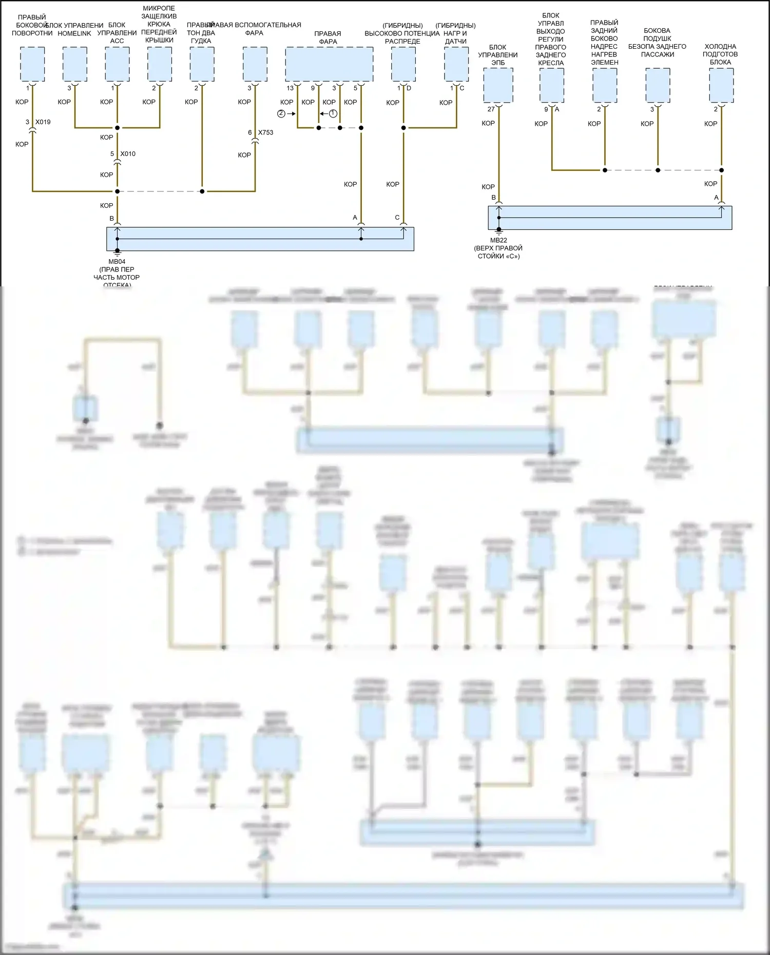 Panamera 4 Porsche 970 рестайлинг (2013-2016): Электросхема разводки массы (1 из 7) 
