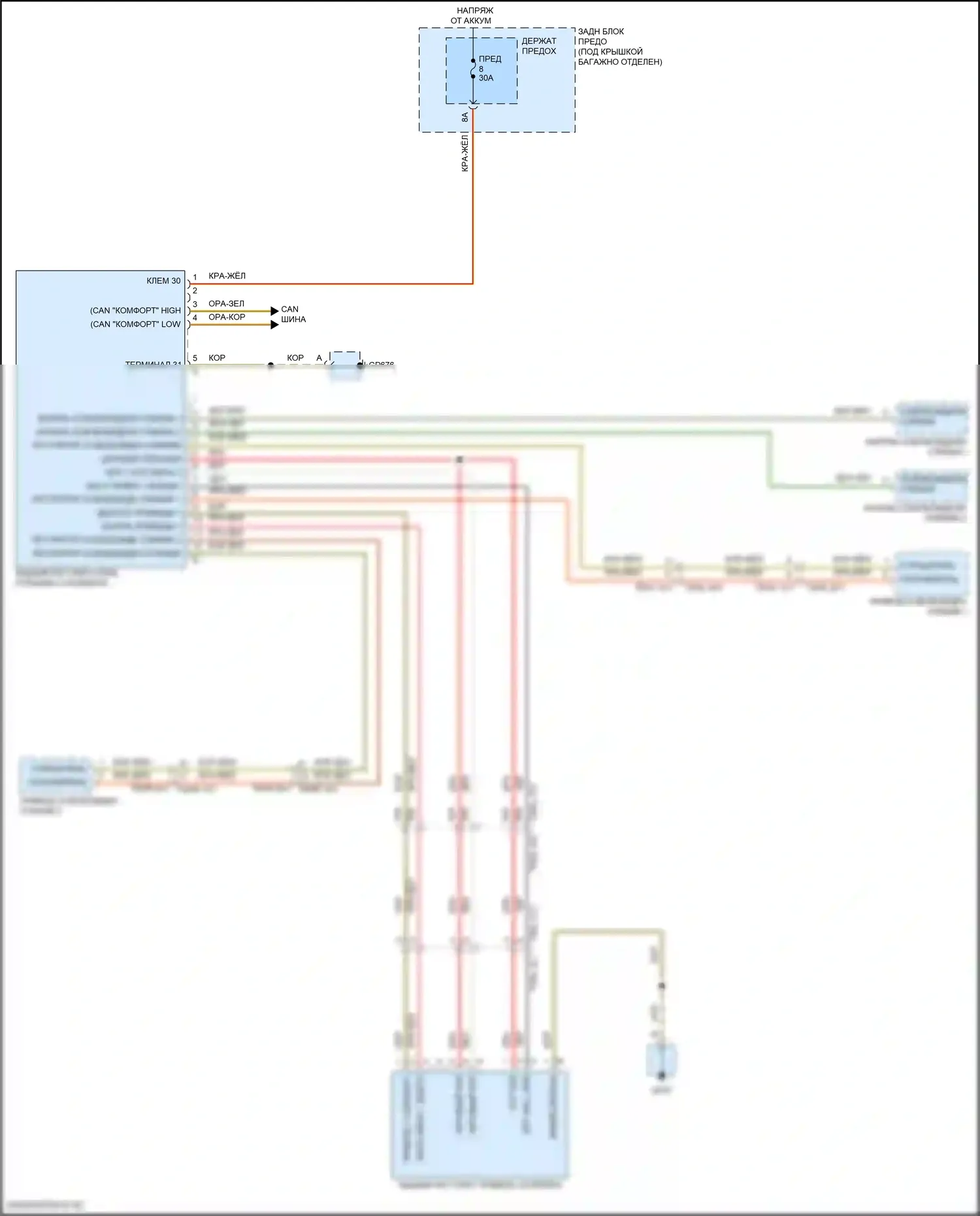 Panamera 4 Porsche 971 рестайлинг (2020-2023): Электросхема активного заднего спойлера 