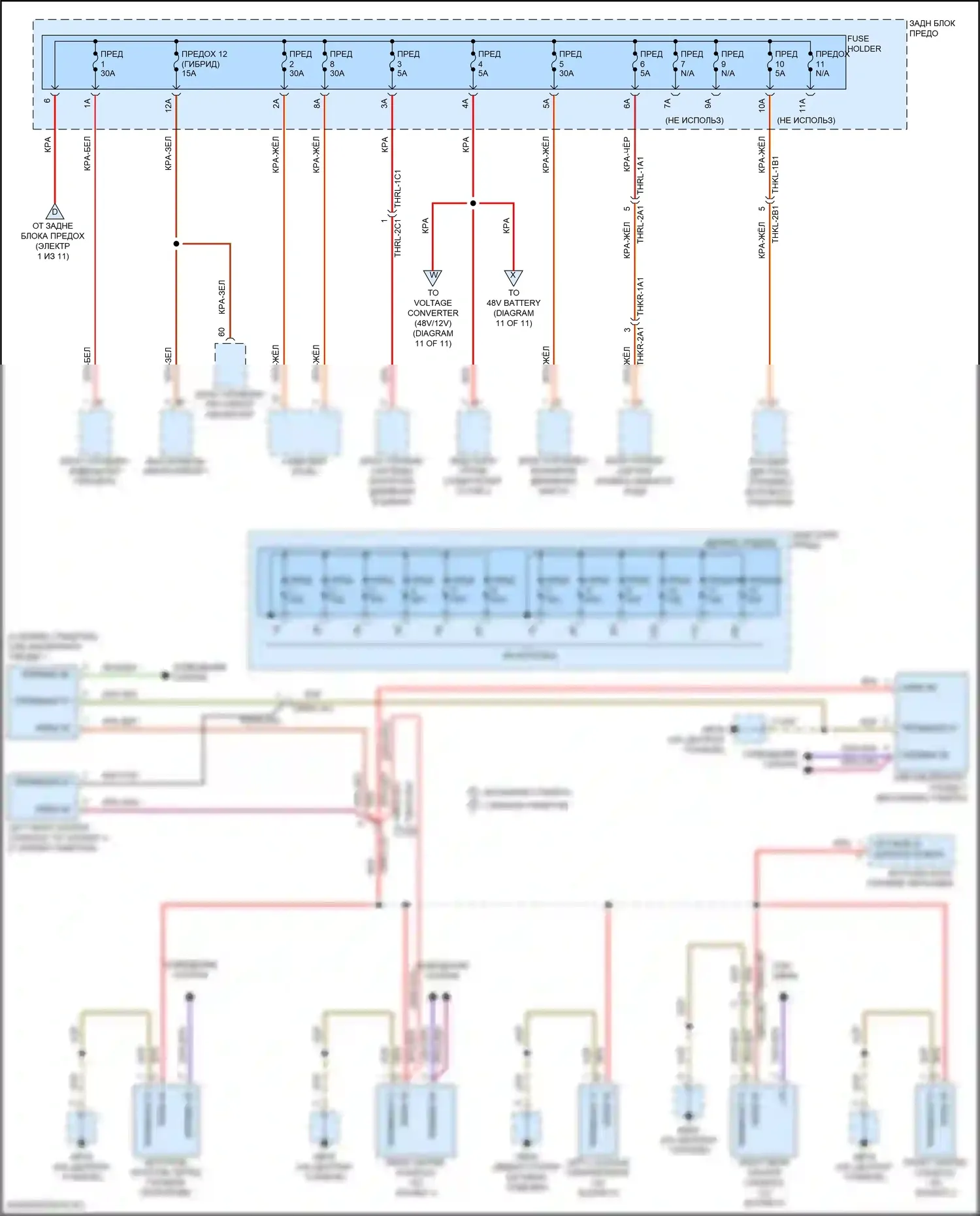 Panamera 4 Porsche 971 рестайлинг (2020-2023): Электросхема блока предохранителей реле (5 из 11) 