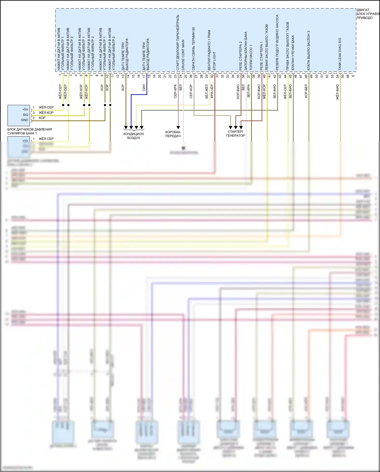 Panamera 4 Porsche 971 рестайлинг (2020-2023): Электросхема двигателя 4.0л турбо гибрид, электросхема органов управления двигателем (8 из 9) 