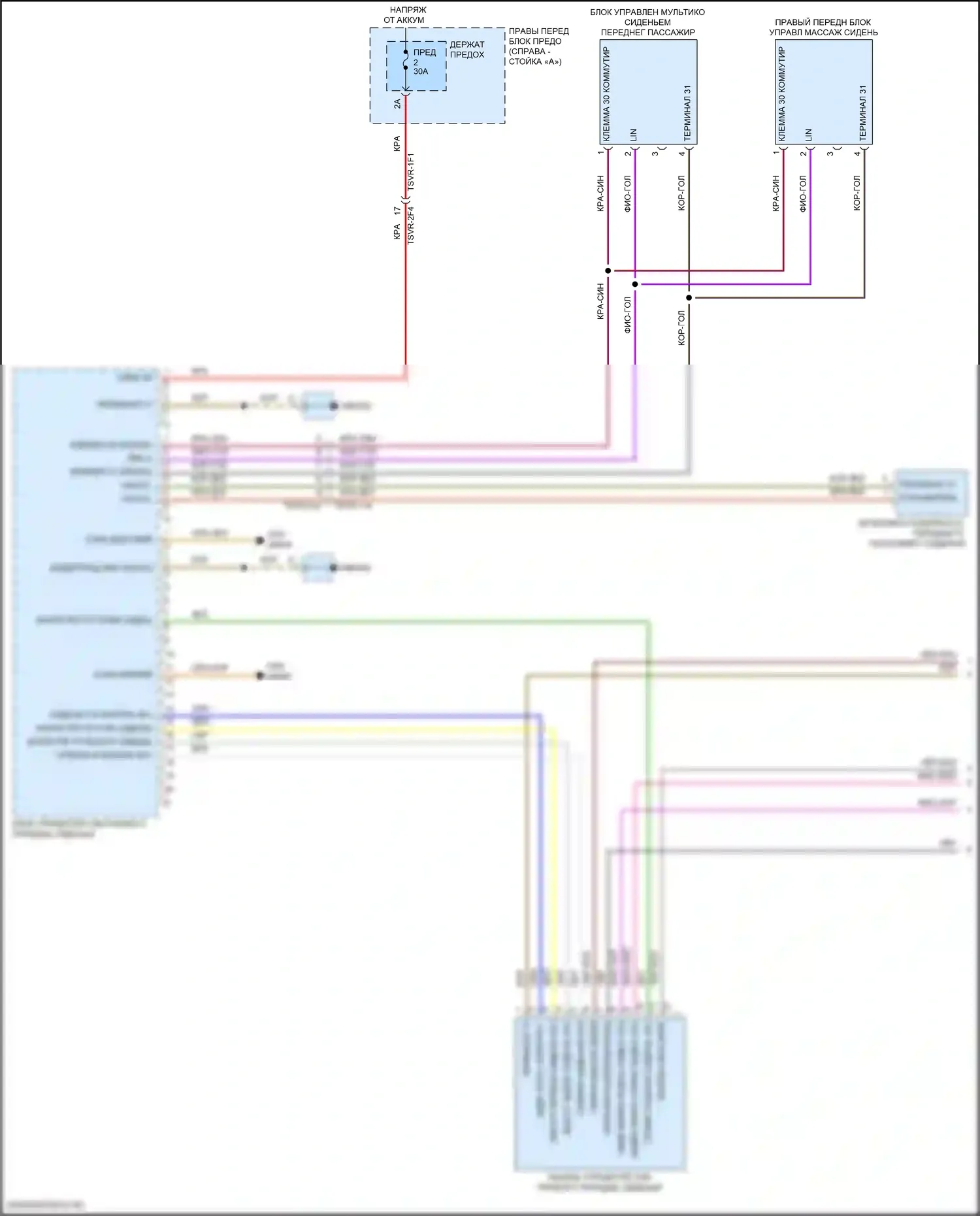 Panamera 4 Porsche 971 рестайлинг (2020-2023): Электросхема сиденья памяти пассажира (1 из 2) 