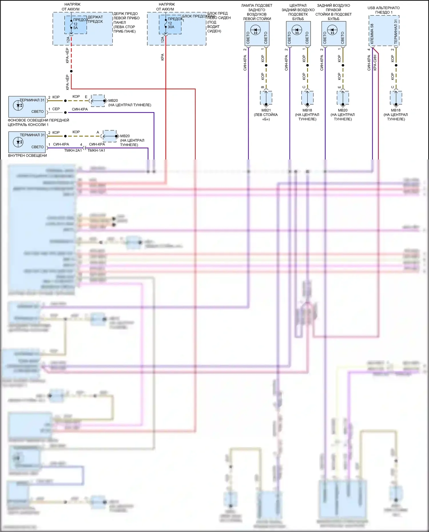 Panamera 4 Porsche 971 (2016-2020): Электросхема внутреннего освещения (1 из 7) 