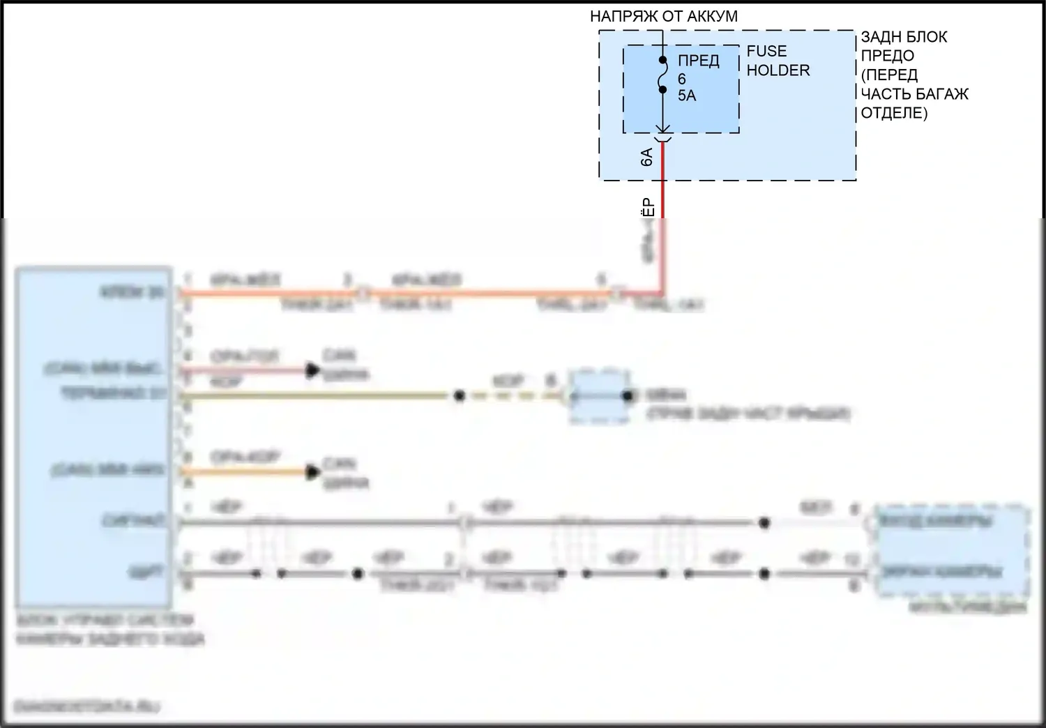 Panamera 4 Porsche 971 (2016-2020): Электросхема задней камеры 