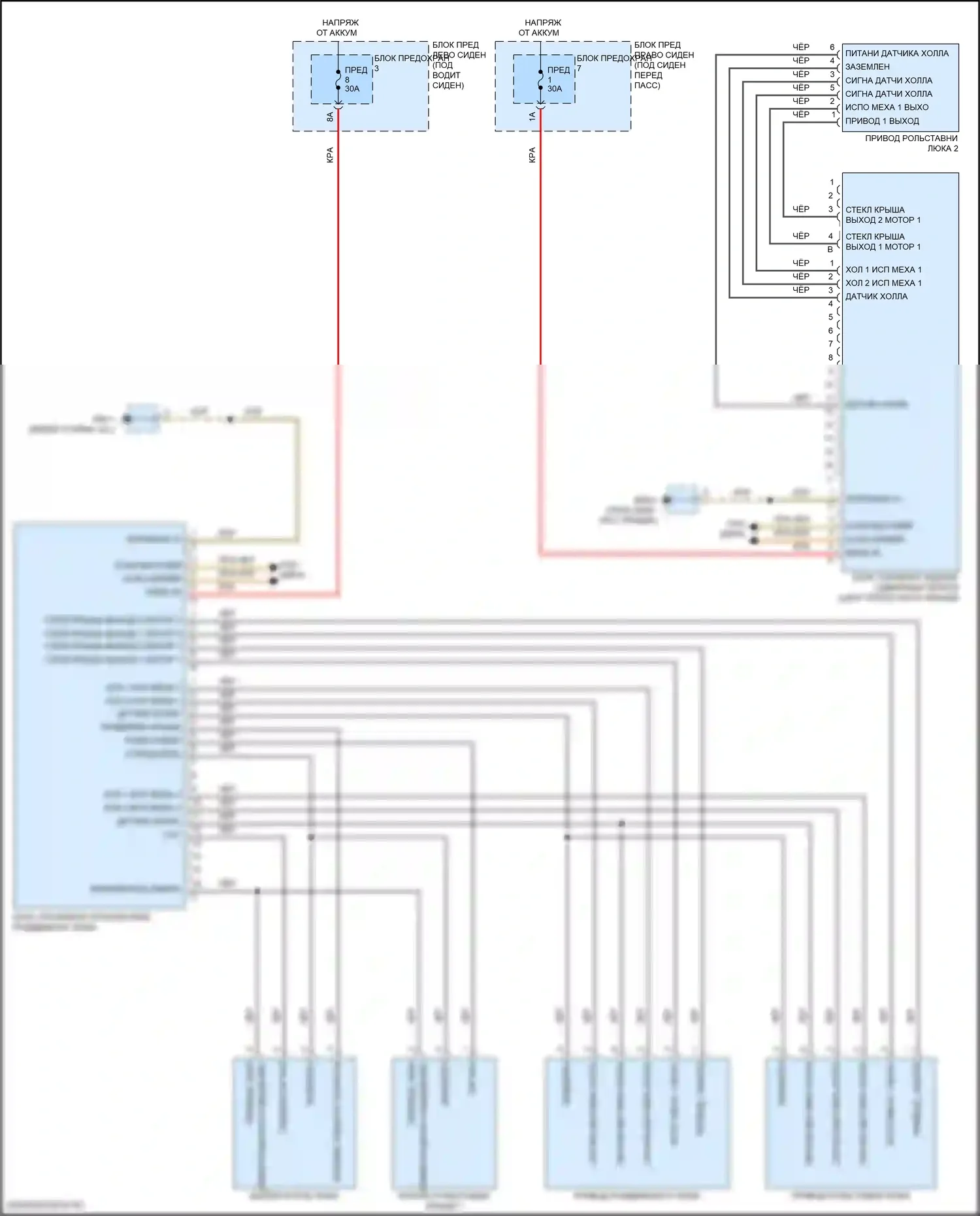 Panamera 4 Porsche 971 (2016-2020): Электросхема складной крыши/люка 