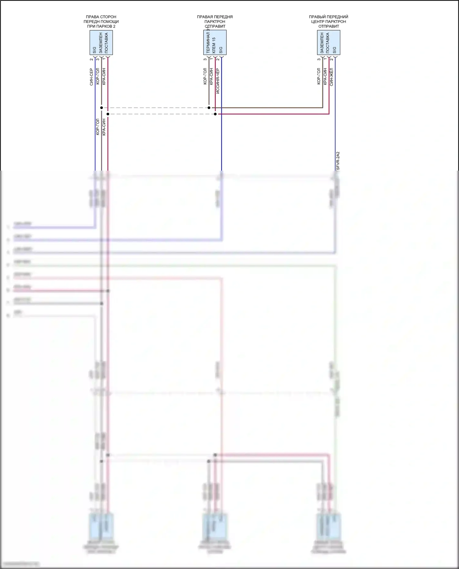 Panamera 4S Porsche 971 рестайлинг (2020-2023): Электросхема парктроника (2 из 2) 