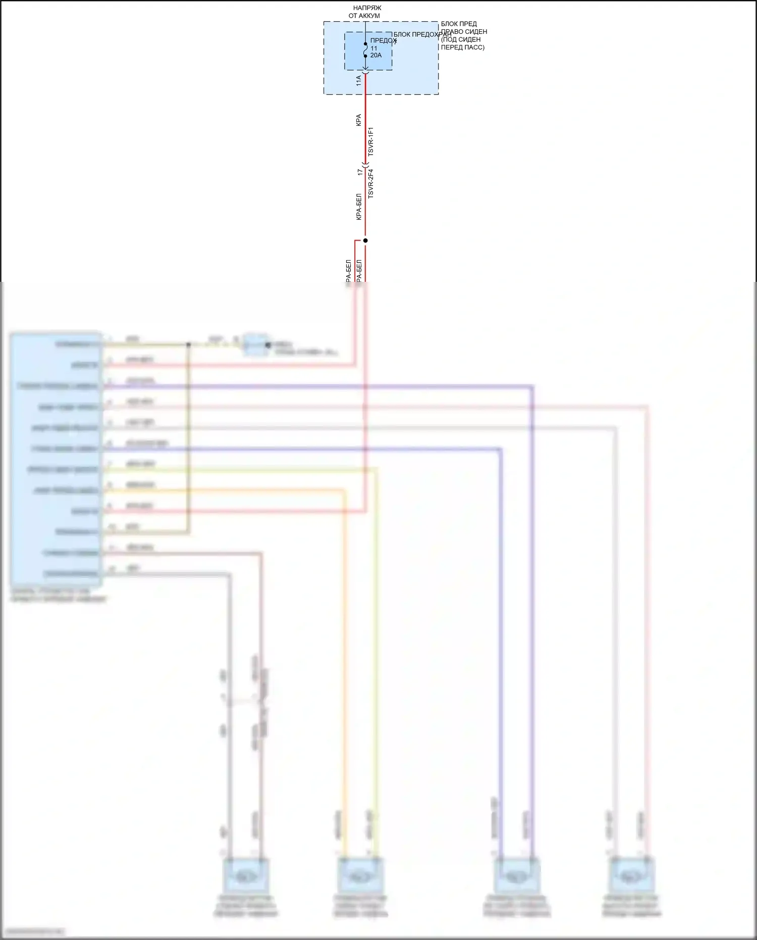 Panamera 4S Porsche 971 (2016-2020): Электросхема сиденья с электроприводом переднего пассажира 