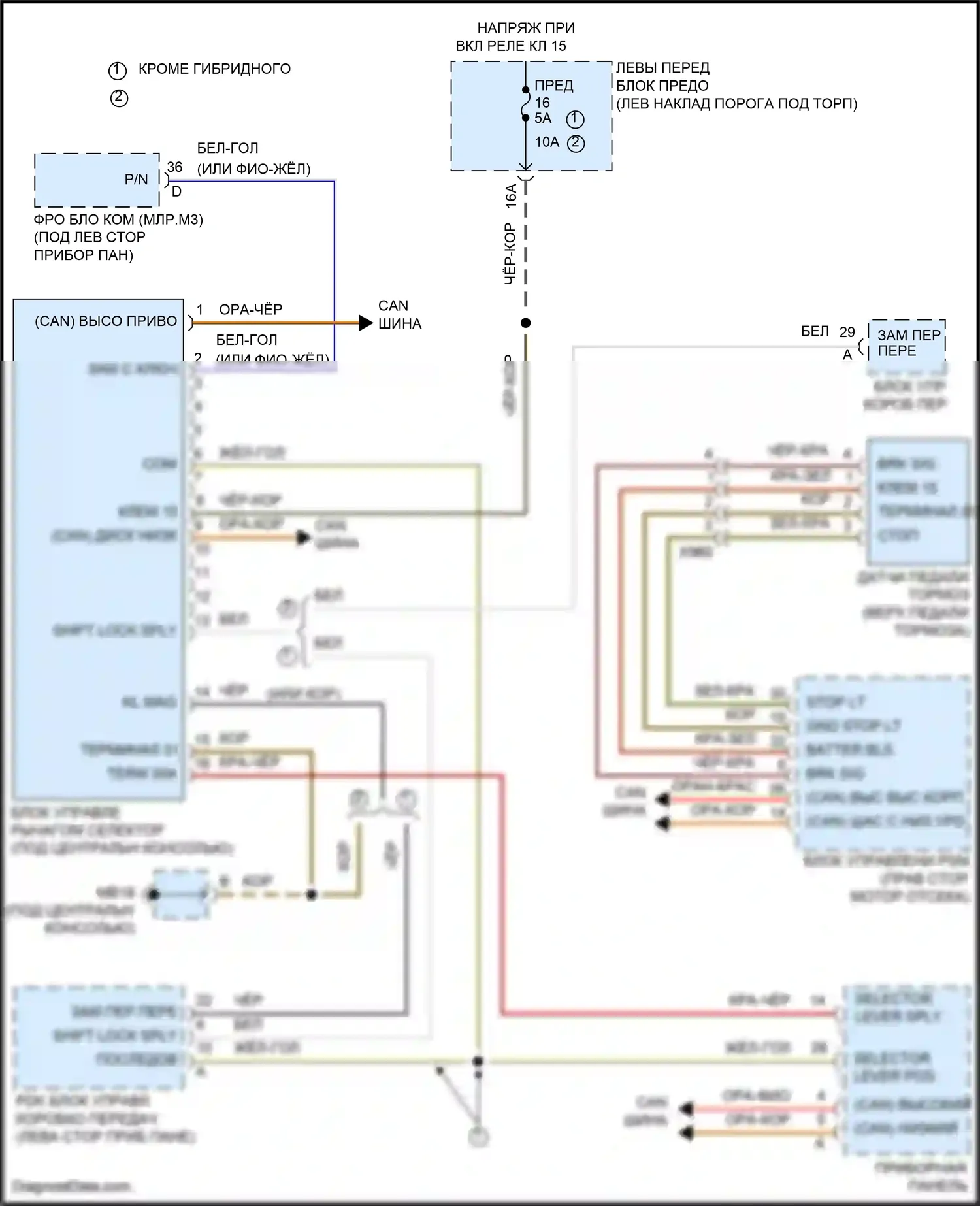Panamera GTS Porsche 970 рестайлинг (2013-2016): Электросхема блокировки селектора 