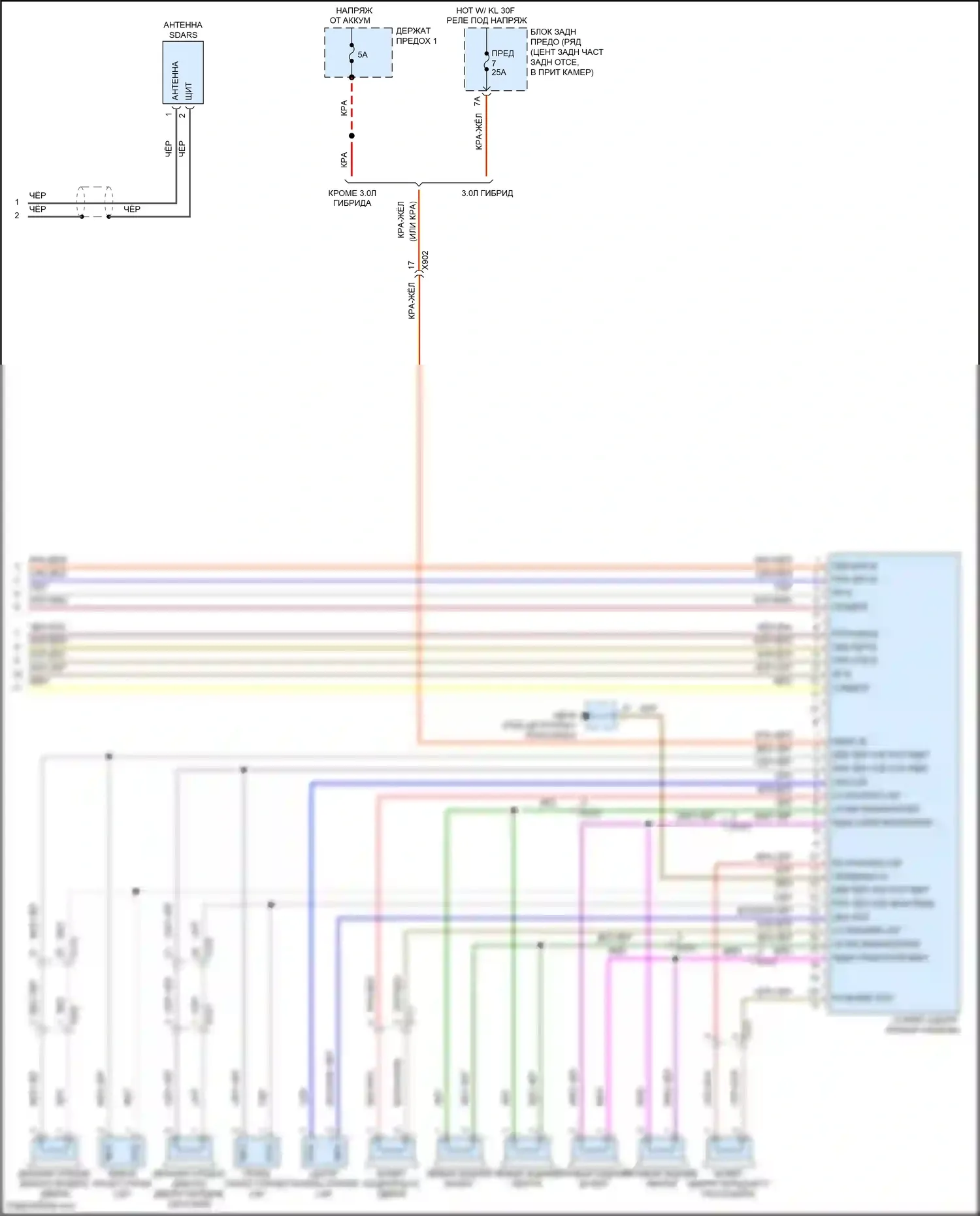 Panamera GTS Porsche 970 рестайлинг (2013-2016): Электросхема базовой радиостанции, с усилителем (2 из 2) 
