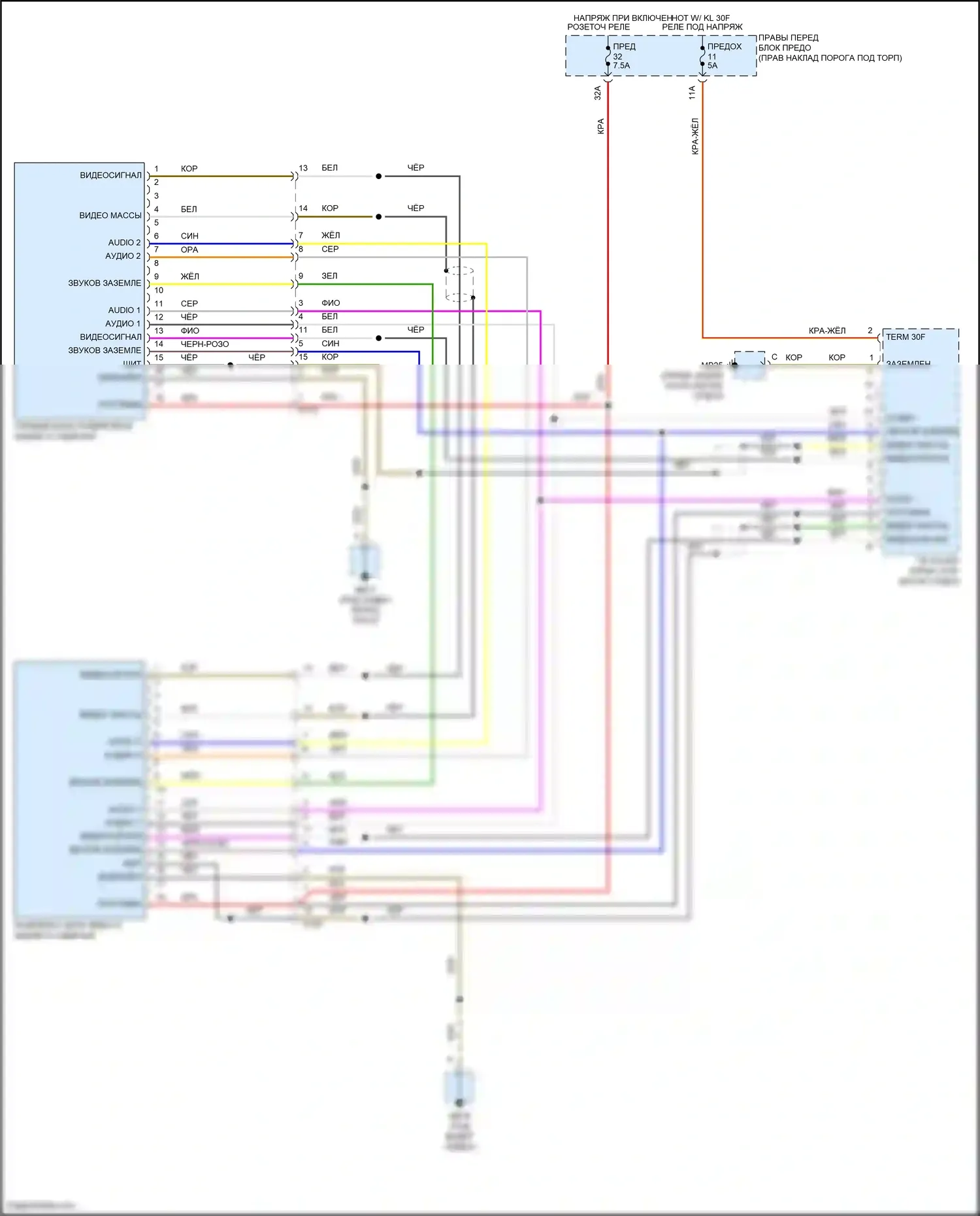 Panamera GTS Porsche 970 рестайлинг (2013-2016): Электросхема мультимедий заднего сиденья 