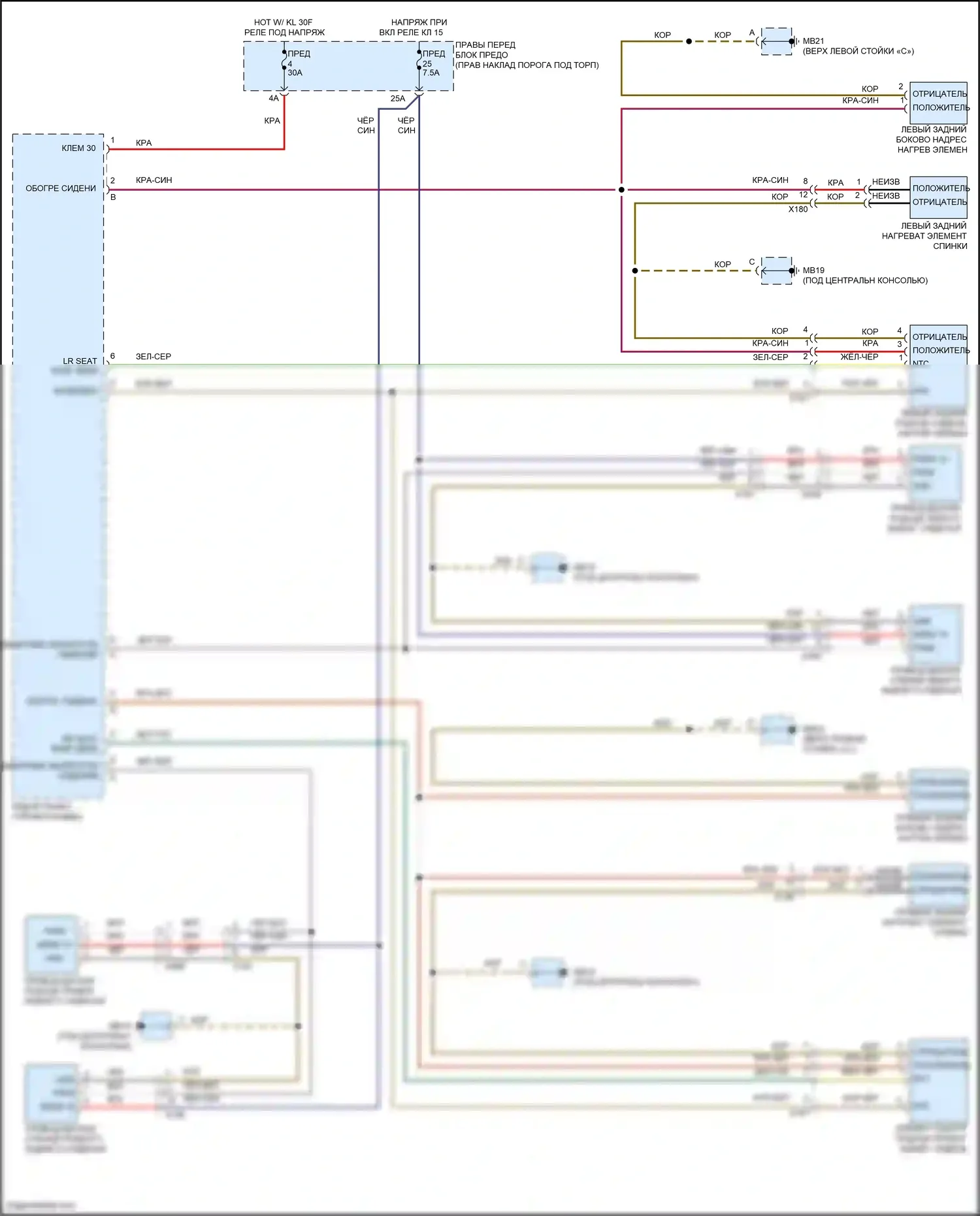 Panamera GTS Porsche 970 рестайлинг (2013-2016): Электросхема отопителя заднего сиденья 