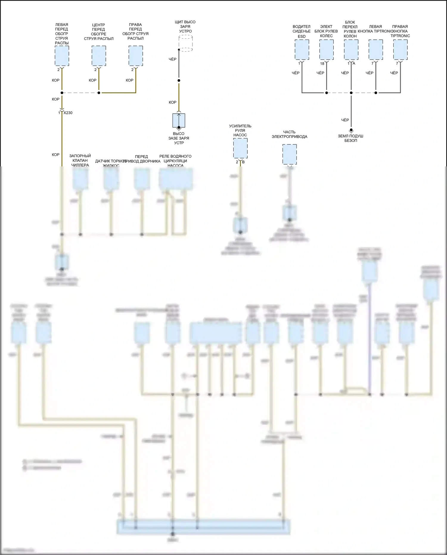 Panamera GTS Porsche 970 рестайлинг (2013-2016): Электросхема разводки массы (4 из 7) 