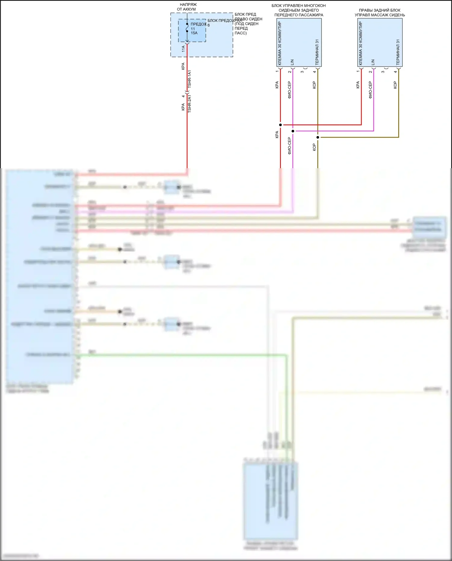 Panamera GTS Porsche 971 рестайлинг (2020-2023): Электросхема правого заднего сиденья памяти (1 из 2) 