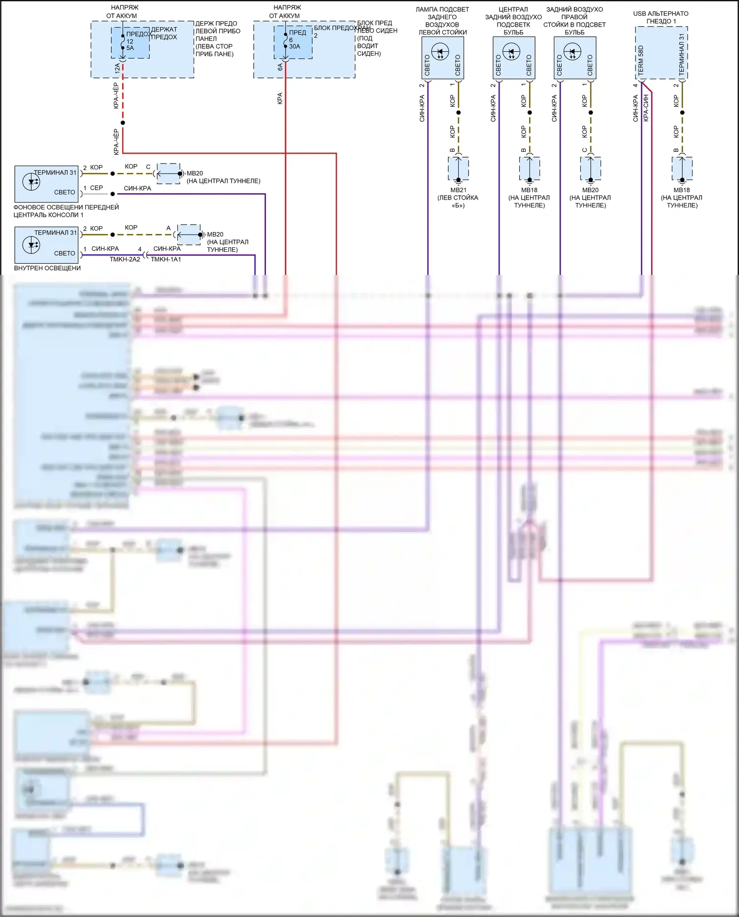 Panamera GTS Porsche 971 (2016-2020): Электросхема внутреннего освещения (1 из 7) 