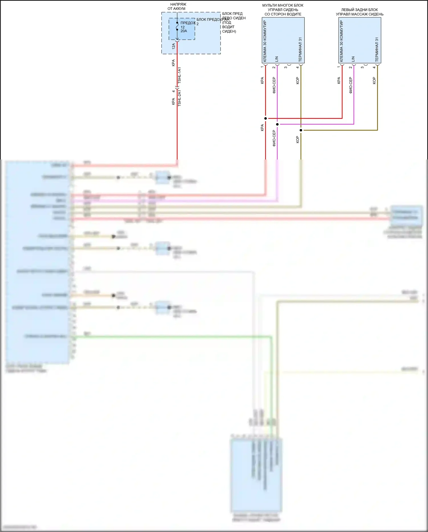 Panamera GTS Porsche 971 (2016-2020): Электросхема левого заднего сиденья памяти (1 из 2) 