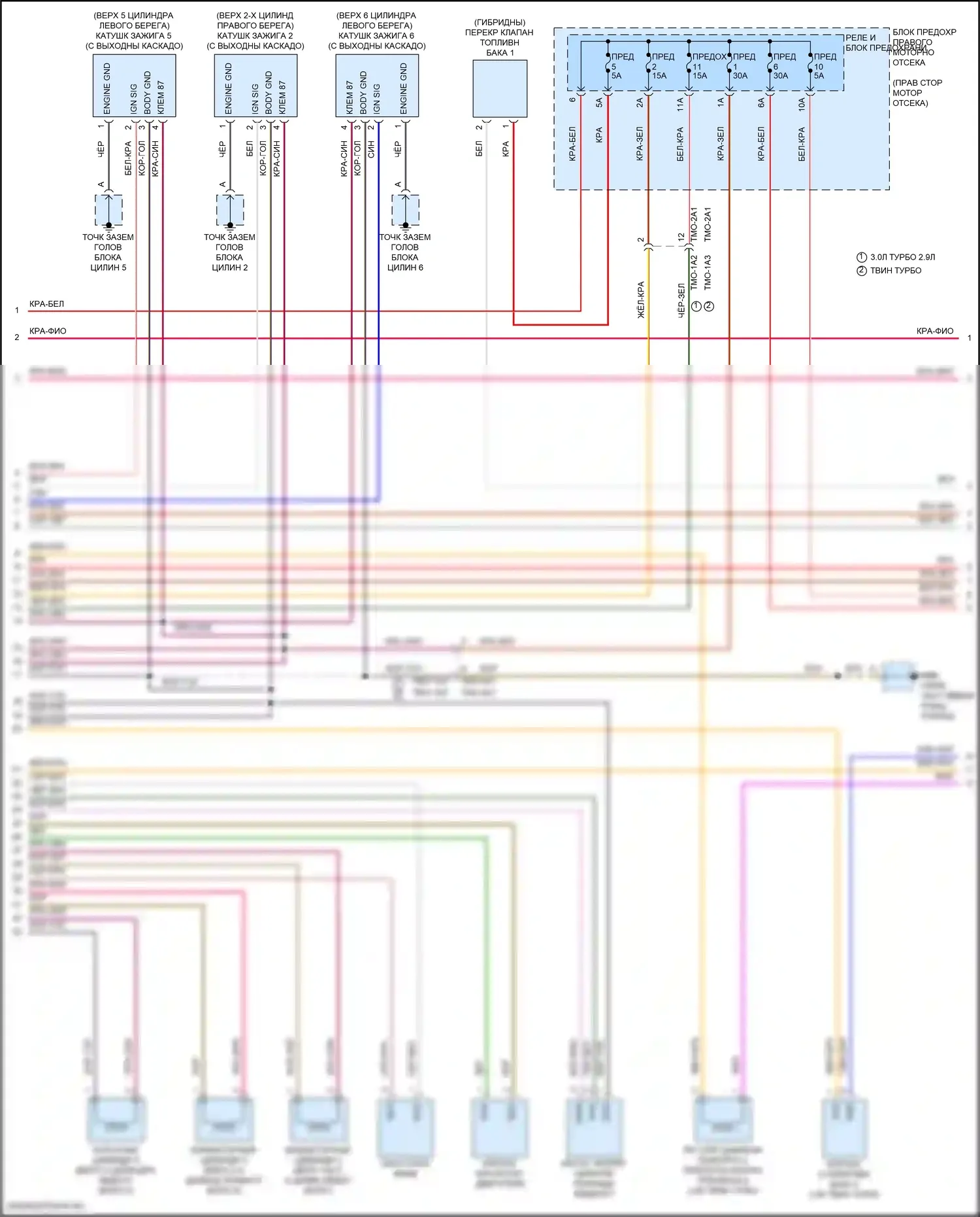Panamera Turbo S Porsche 971 (2016-2020): Электросхема двигателя 3,0л турбо (4 из 8) 