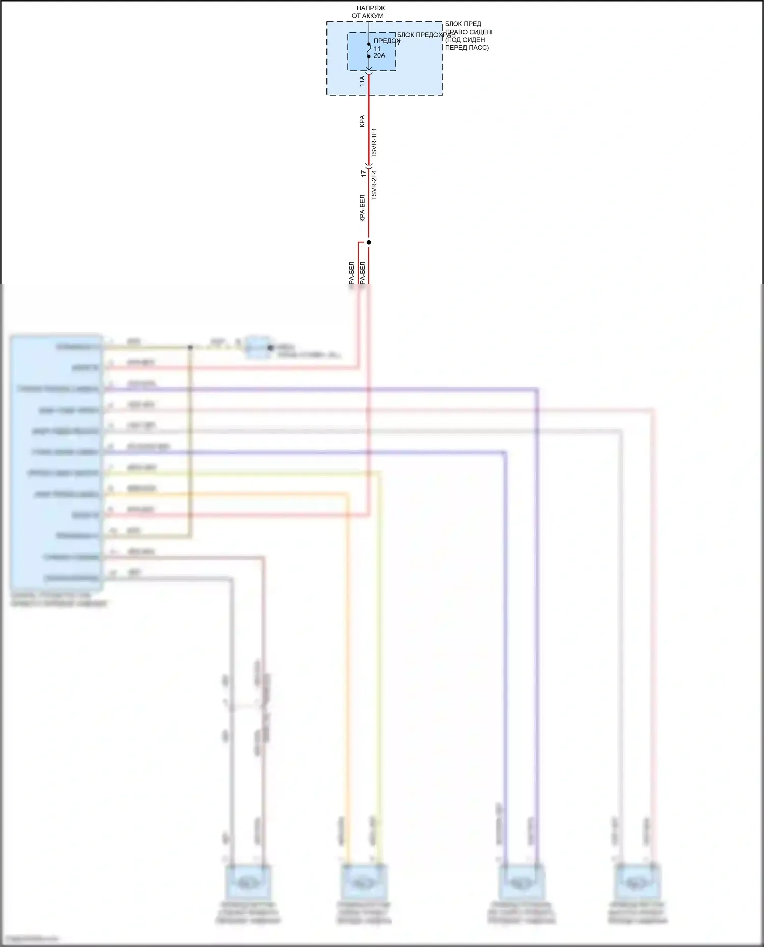 Panamera Turbo Porsche 971 (2016-2020): Электросхема сиденья с электроприводом переднего пассажира 