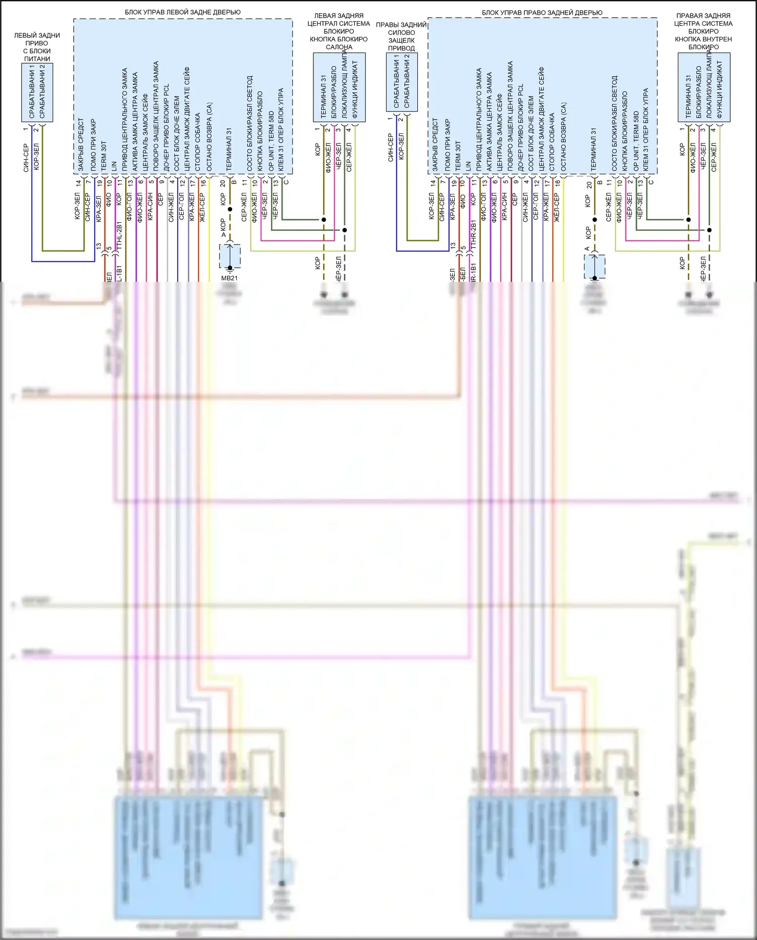 Panamera Turbo Porsche 971 (2016-2020): Электросхема центрального замка (3 из 4) 